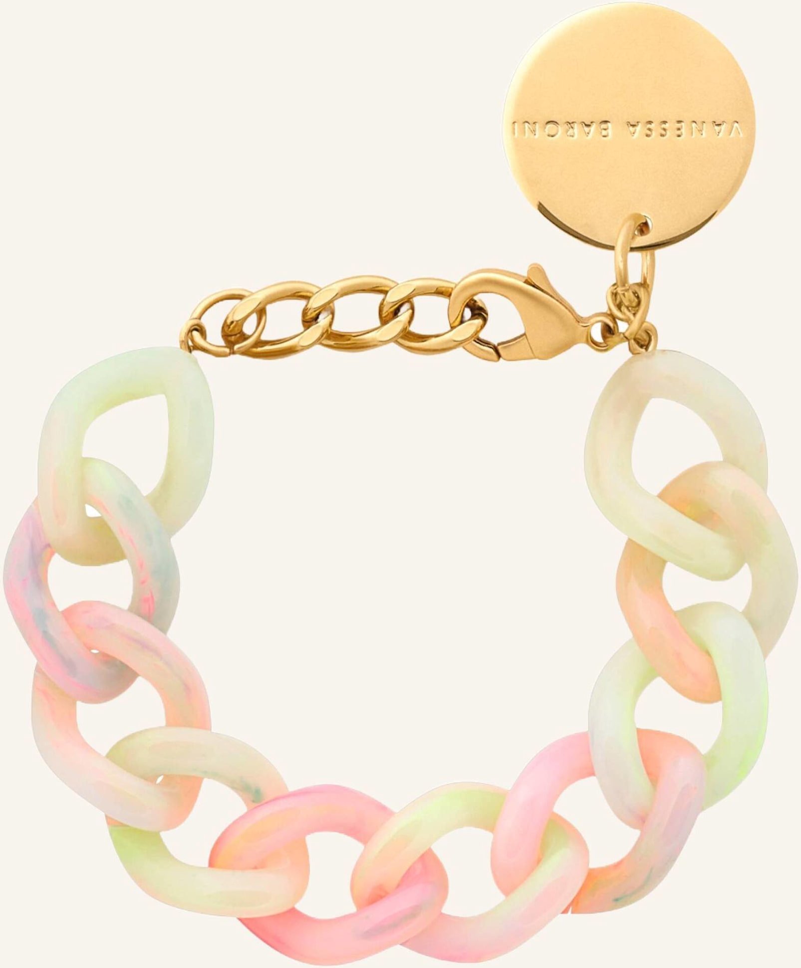 Vanessa Baroni Armband Mini Flat Chain Bracelet Neon Rainbow By Glambou gold