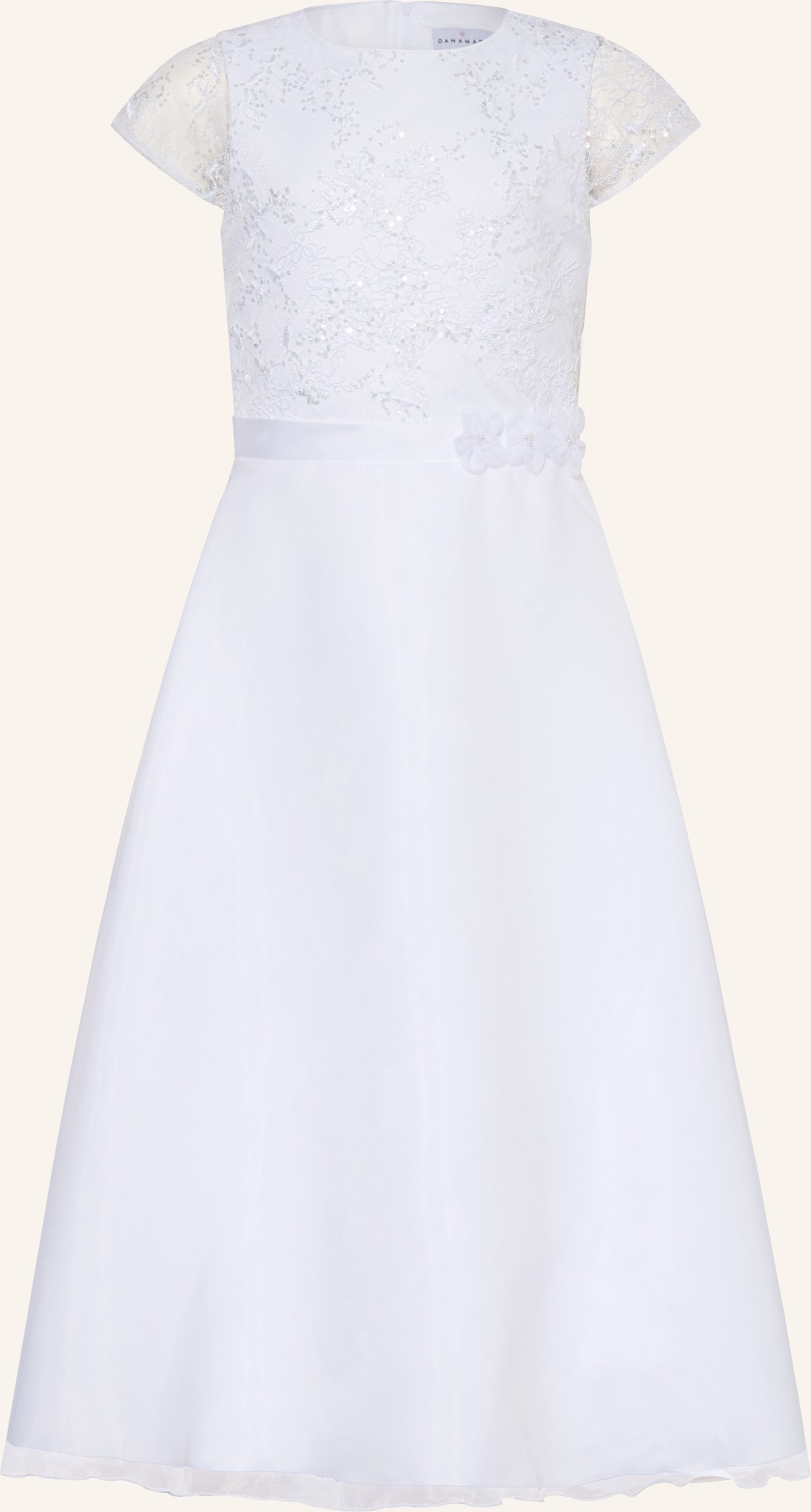 Danamade Kleid Mit Spitze Und Pailletten weiss