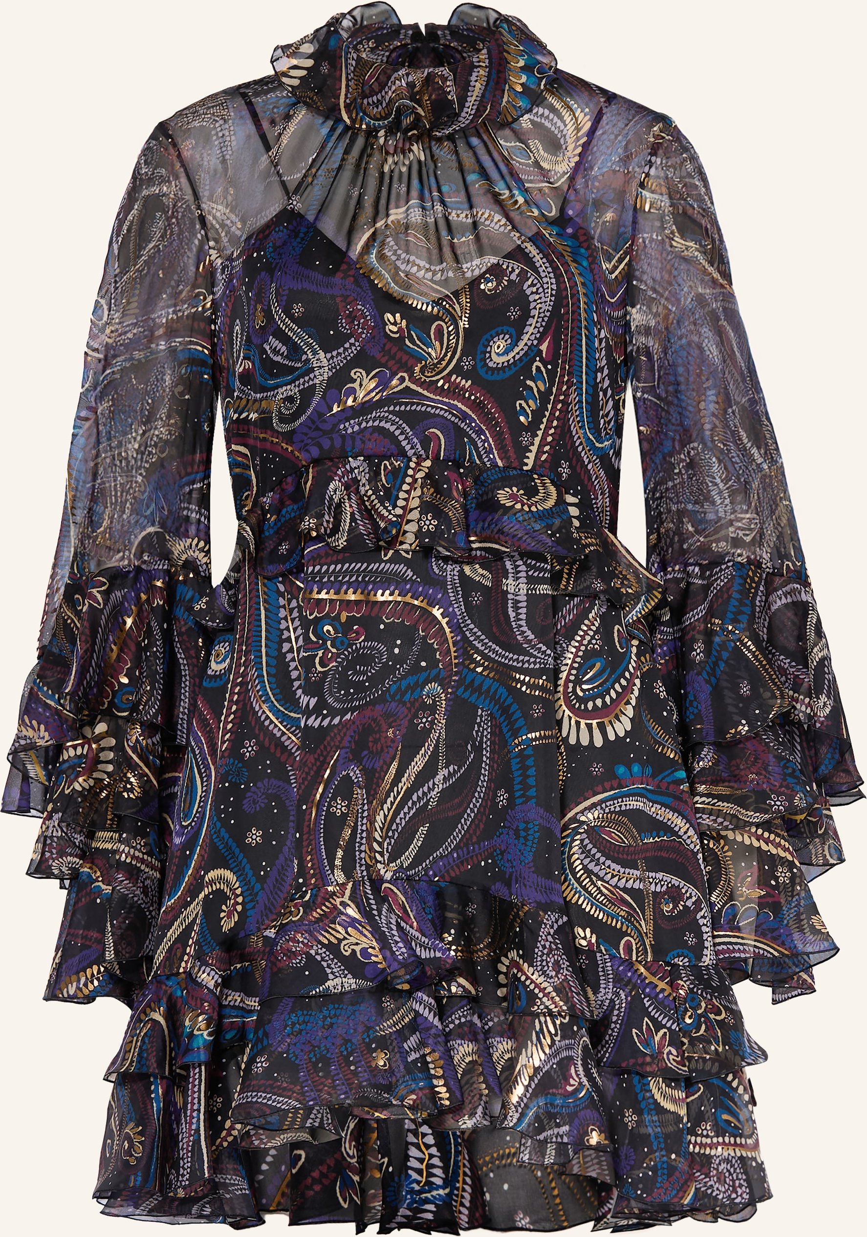 Etro Cocktailkleid Aus Seide Mit Volants schwarz