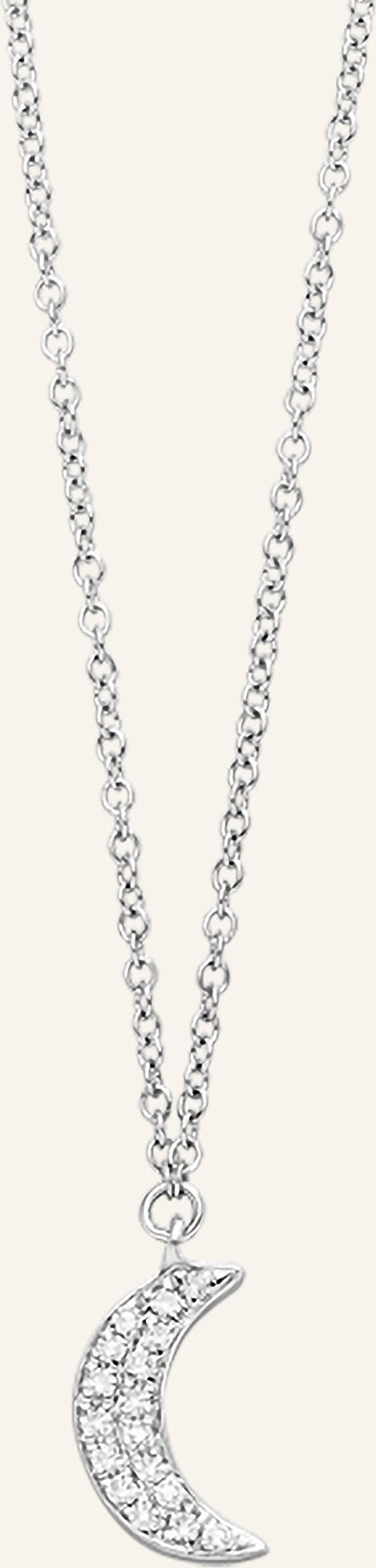 Leaf Halskette Halbmond Aus 18 Karat Weißgold Mit Diamanten silber