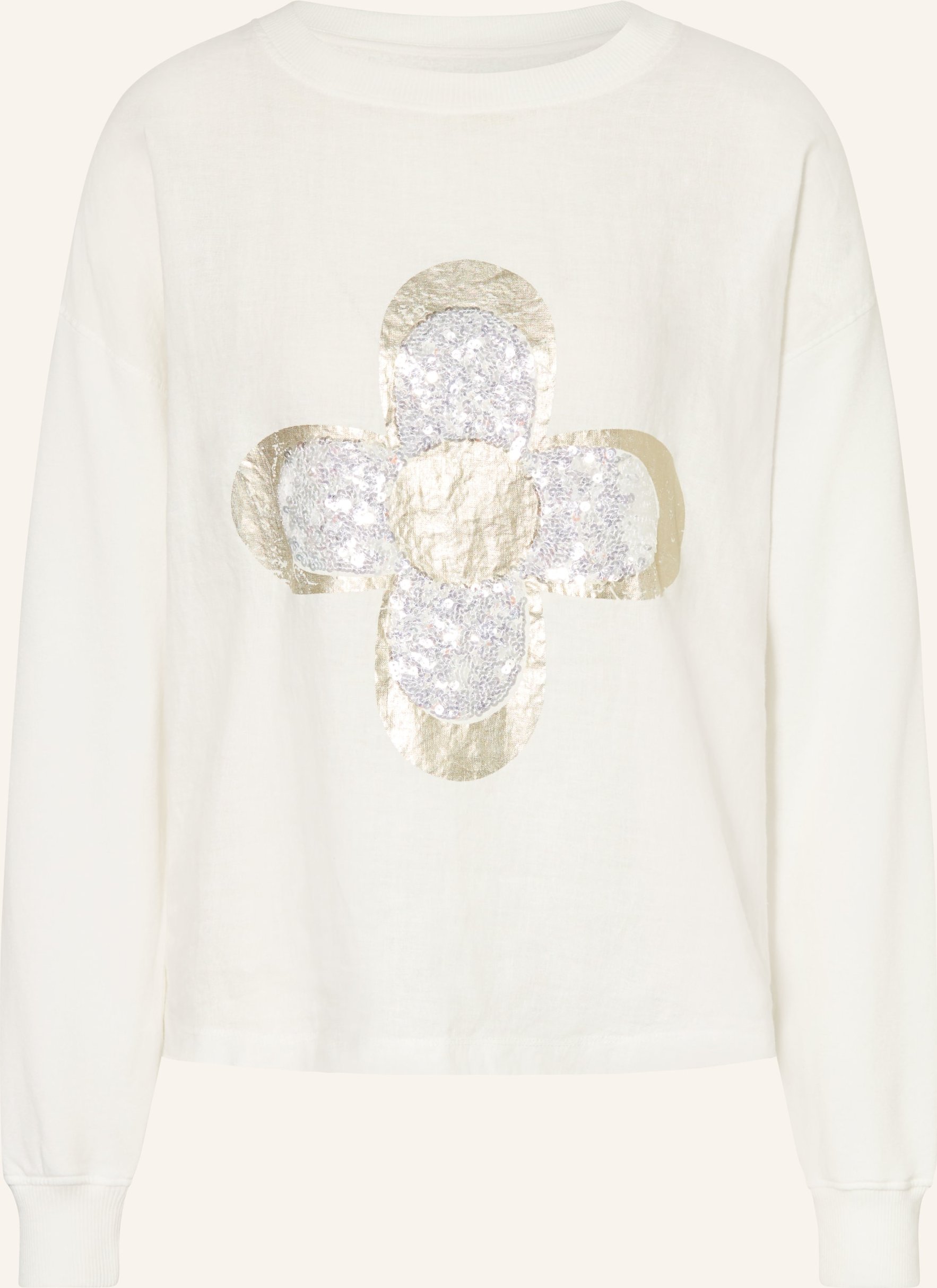 Grace Sweatshirt Mit Leinen Und Pailletten weiss