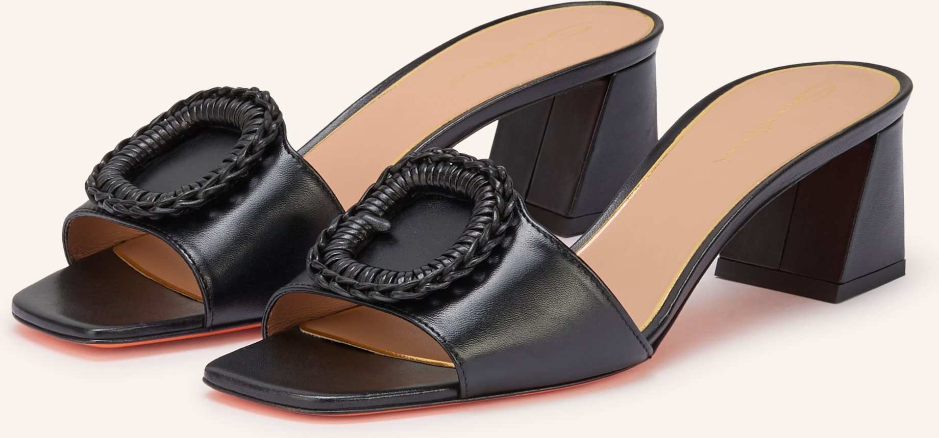 Santoni Mules Corolle schwarz