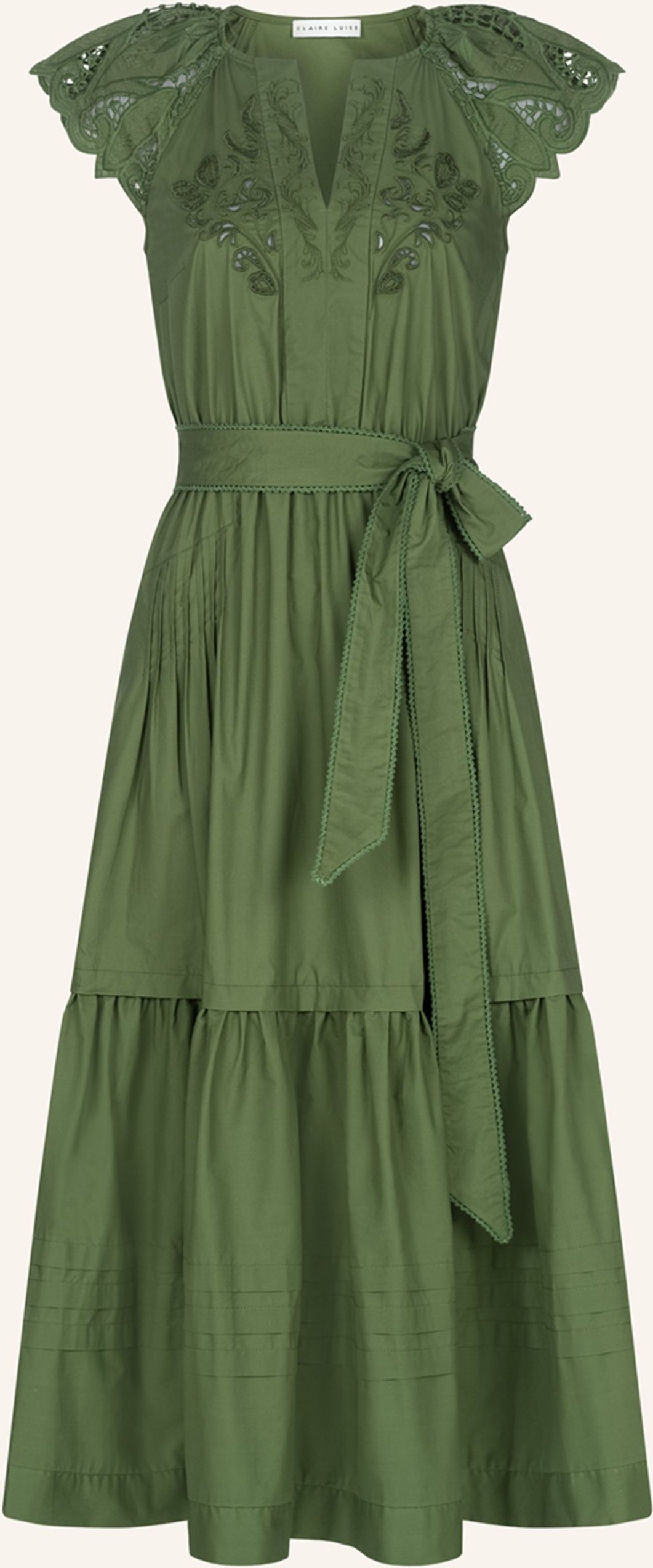 Claire Luise Midikleid Mit Stickerei gruen