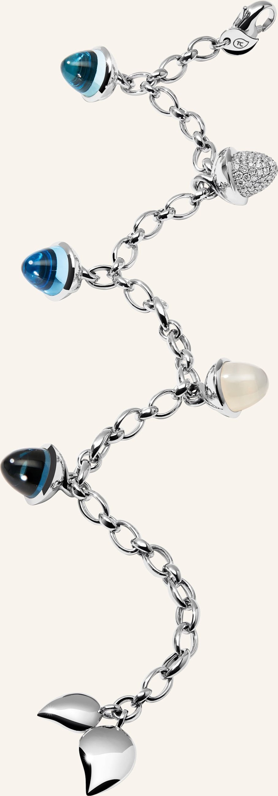 Tamara Comolli Armband Bracelet Mikado Flamenco Charm 'Ocean' With Diamond Pavé Ocean Mit Diamond Pavé silber