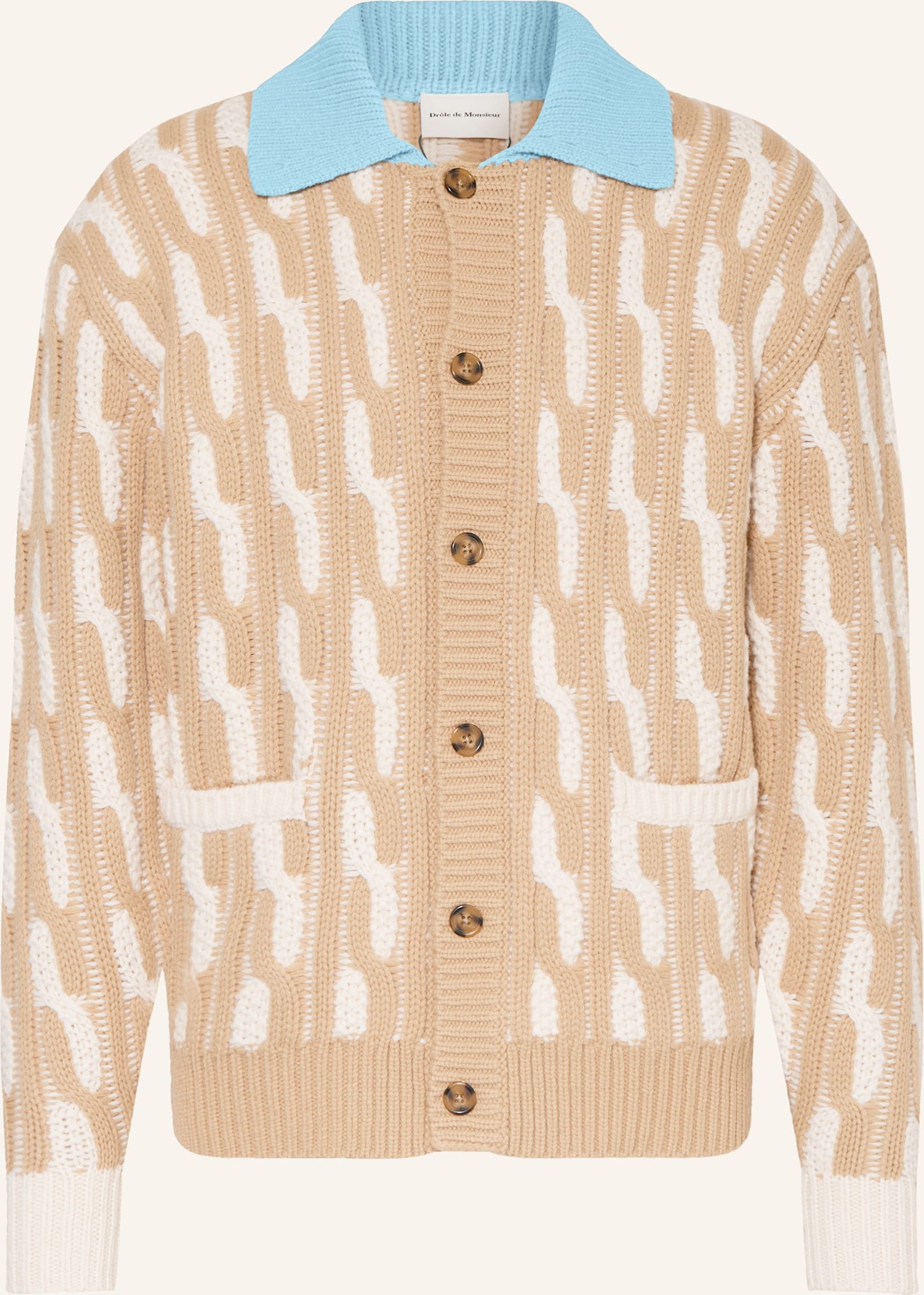 Drôle De Monsieur Strickjacke Le Cardigan Torsades Bicolore beige