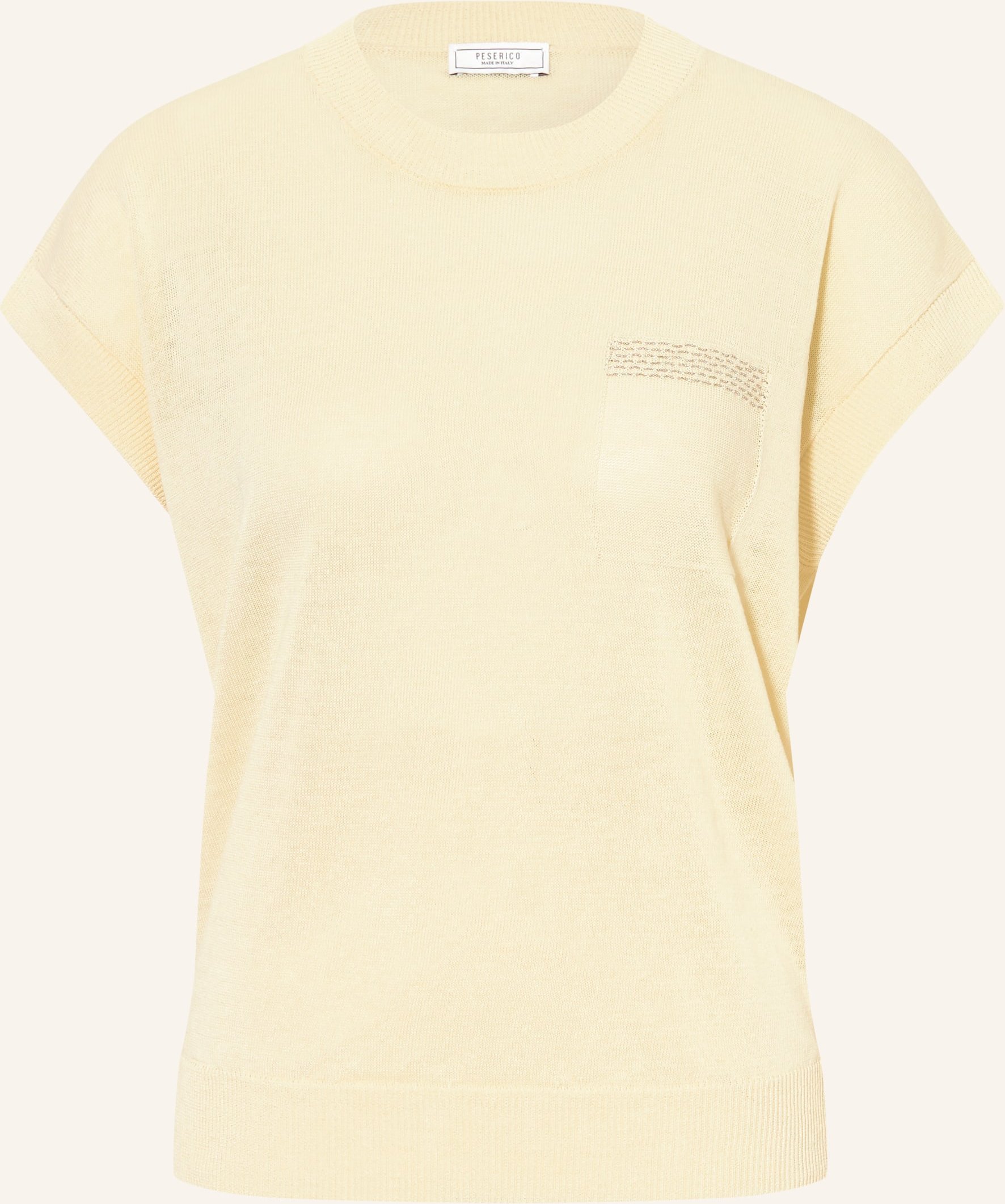 Peserico Strickshirt Mit Leinen Und Schmuckperlen gelb