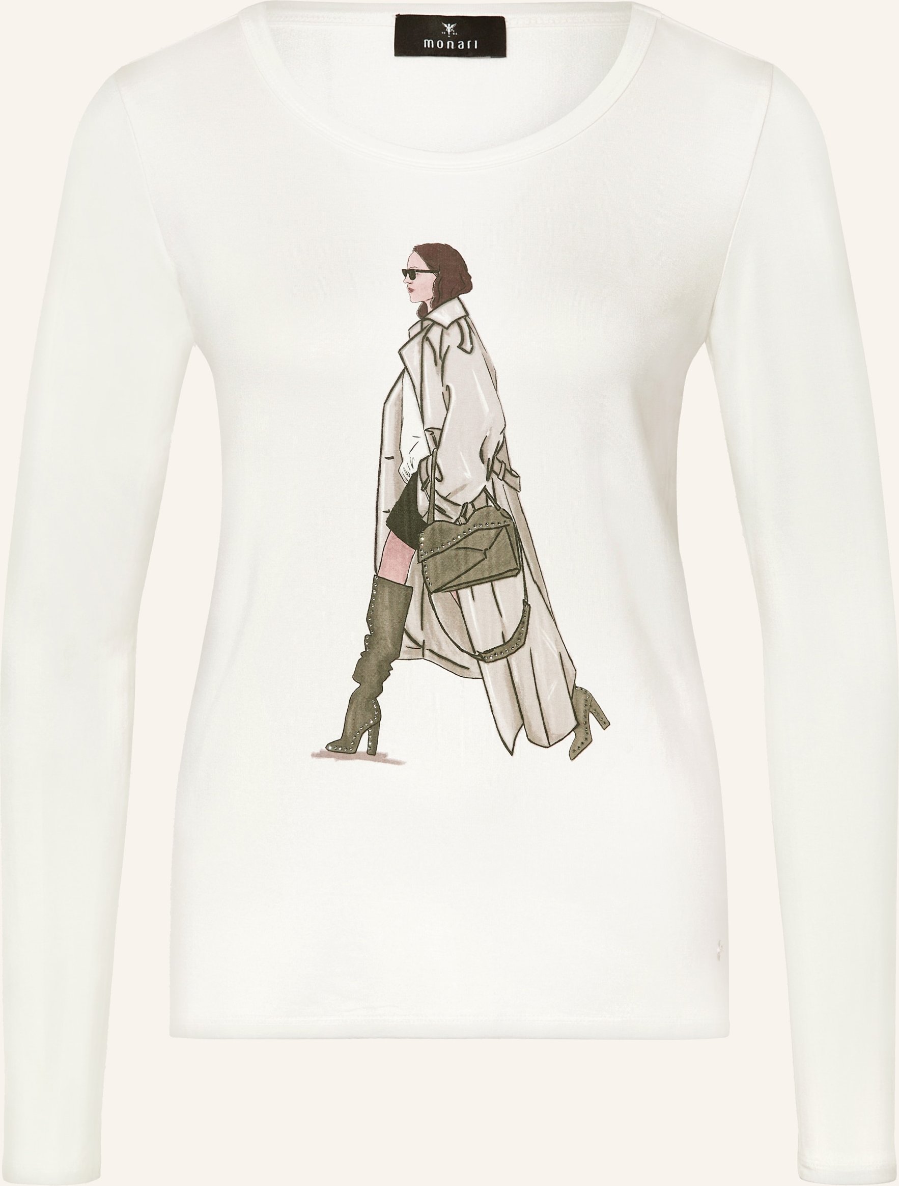 Monari Longsleeve Mit Schmucksteinen weiss