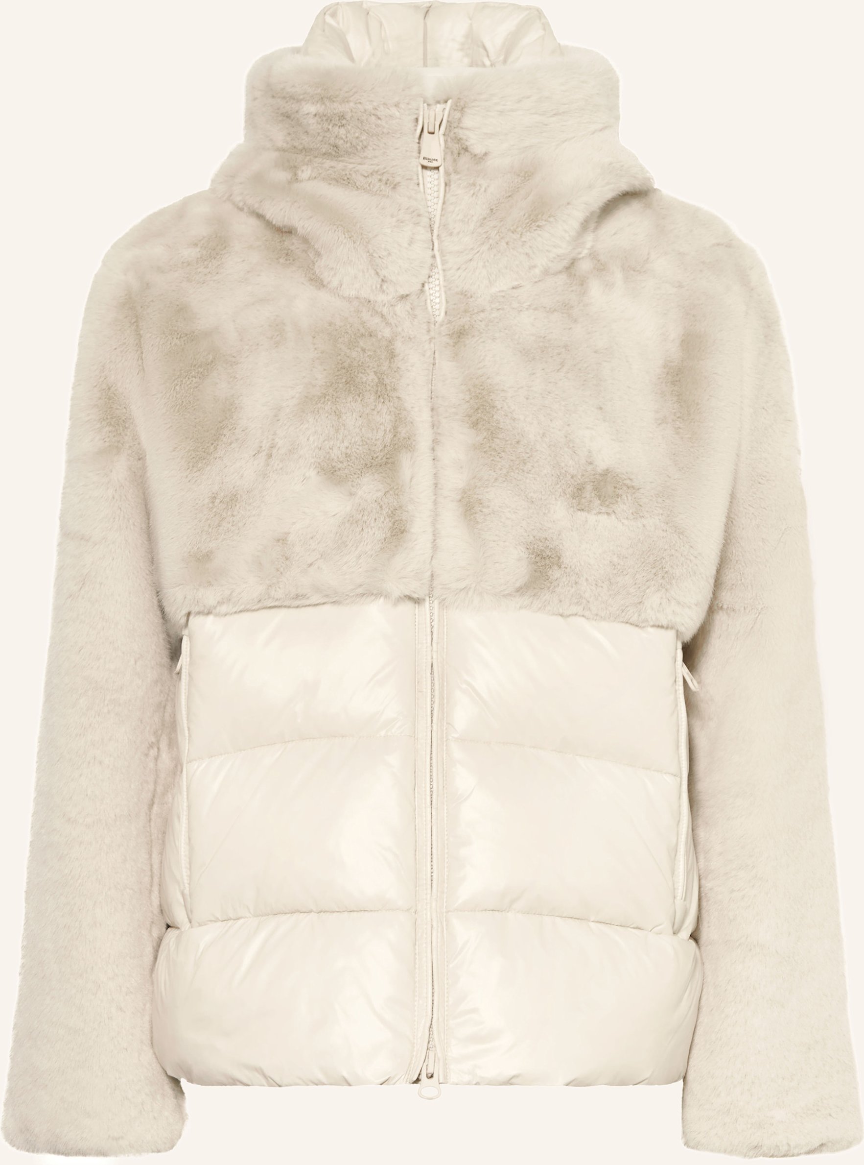 Blauer Kunstpelz-Jacke Fanevil Im Materialmix weiss