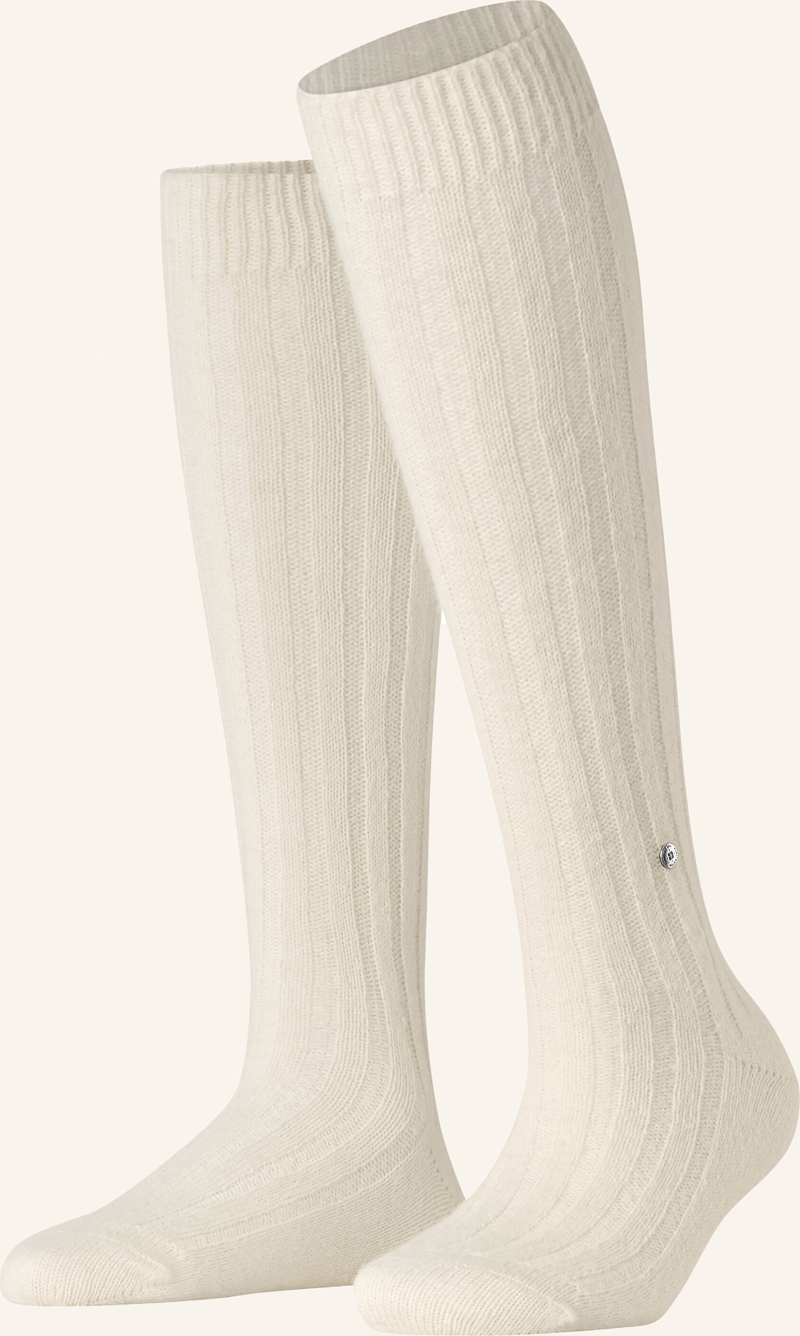 Burlington Kniestrümpfe Soft Rib Mit Alpaka weiss