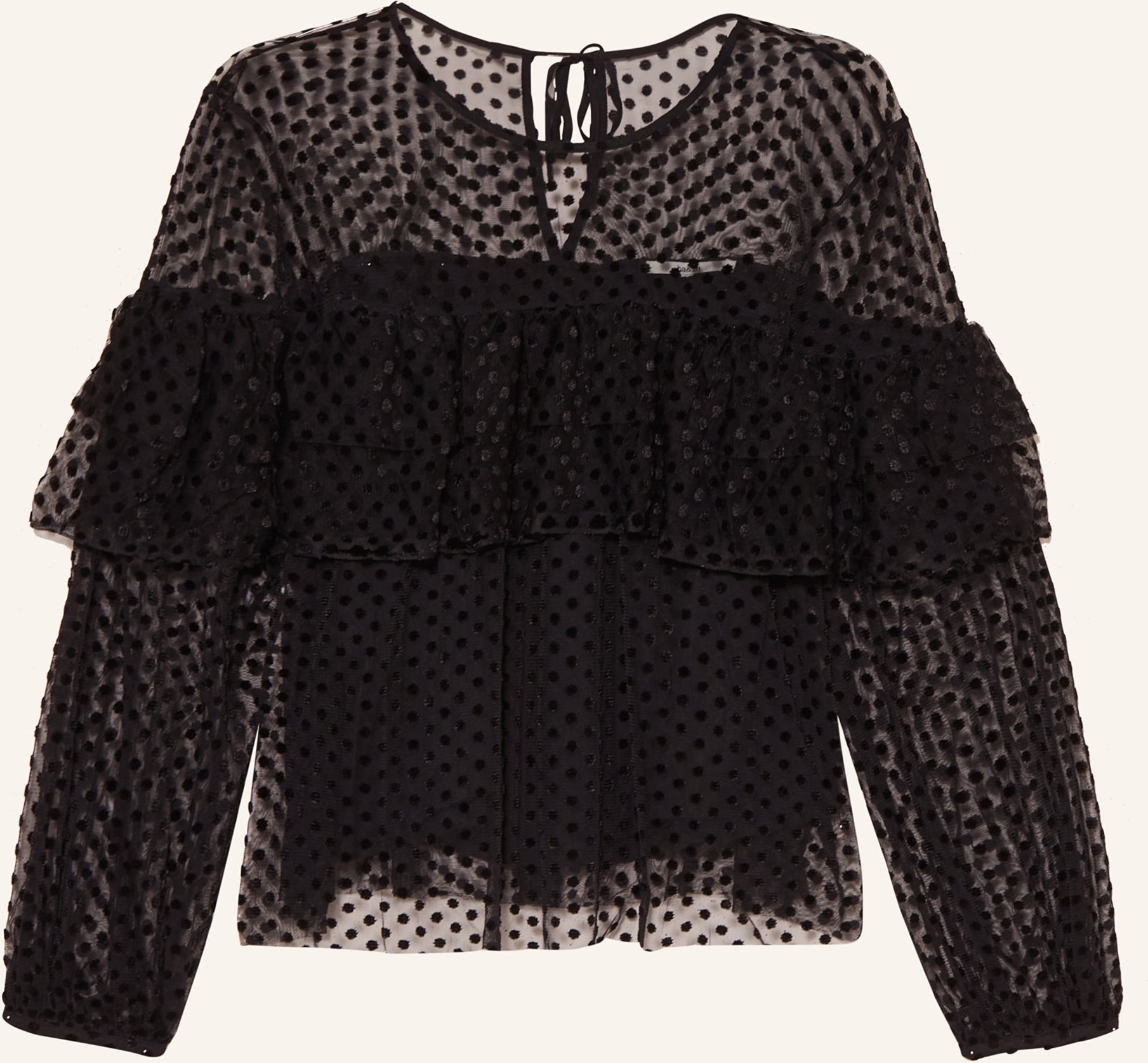 Ba&Sh Blusenshirt Raff Mit Volants Und Samt schwarz