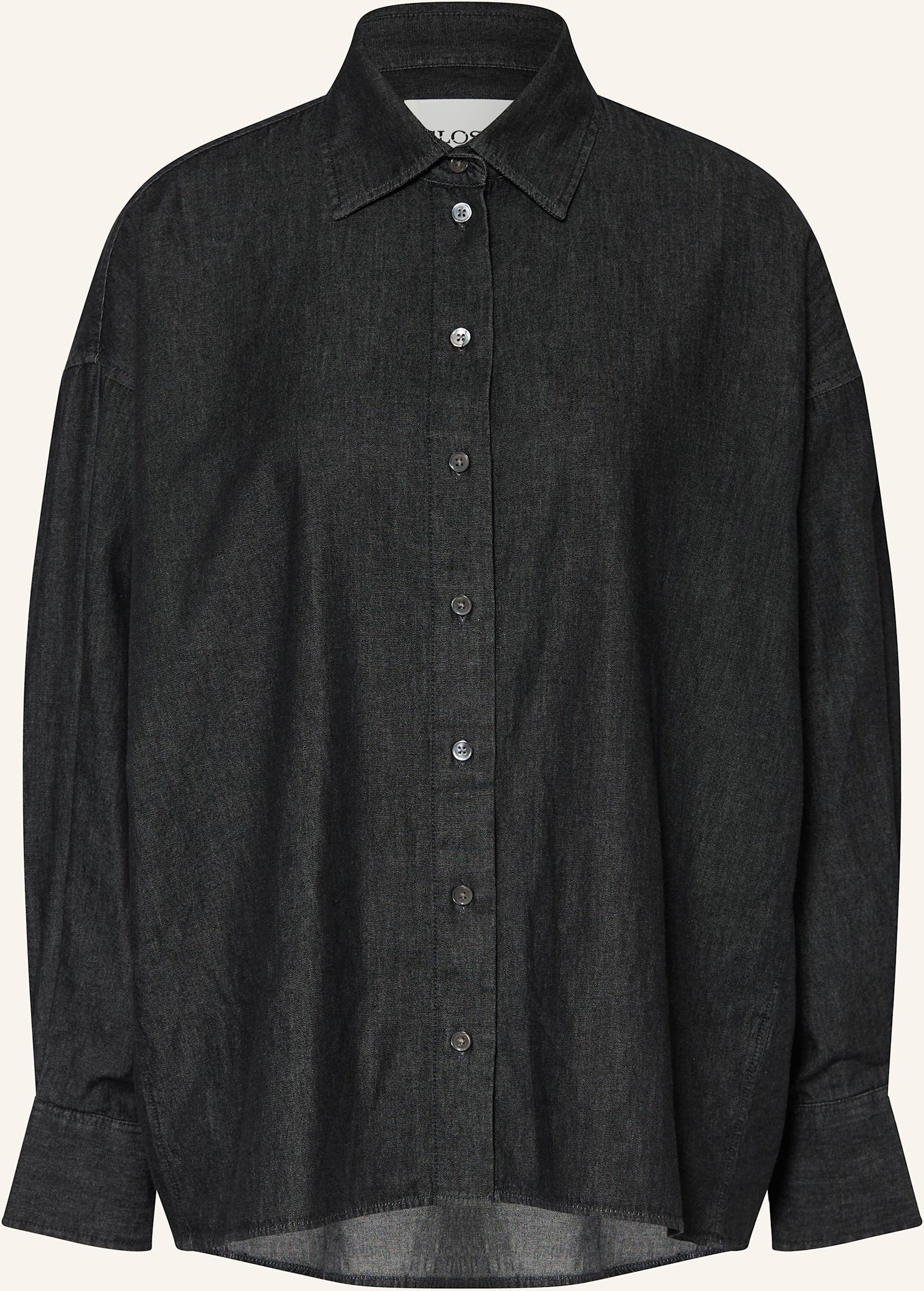 Closed Oversized-Hemdbluse grau