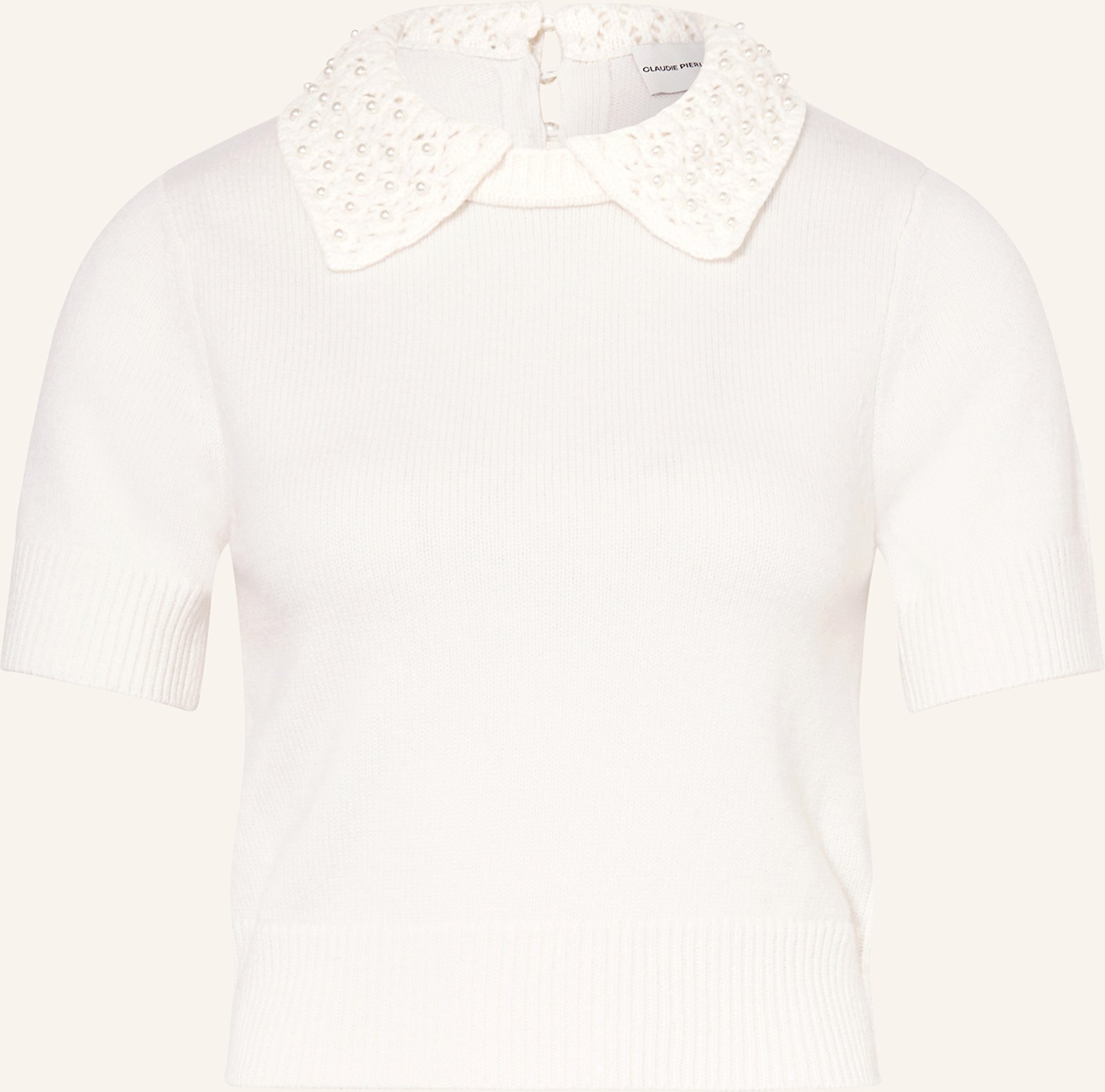 Claudie Pierlot Strickshirt Mit Schmuckperlen weiss