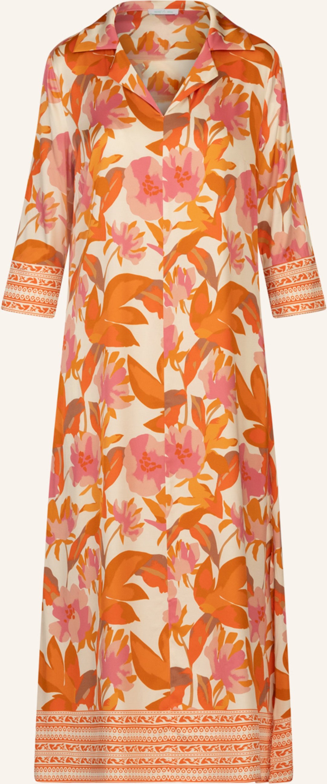 Mint & Mia Langes Bedrucktes Viskose Satin Kleid orange