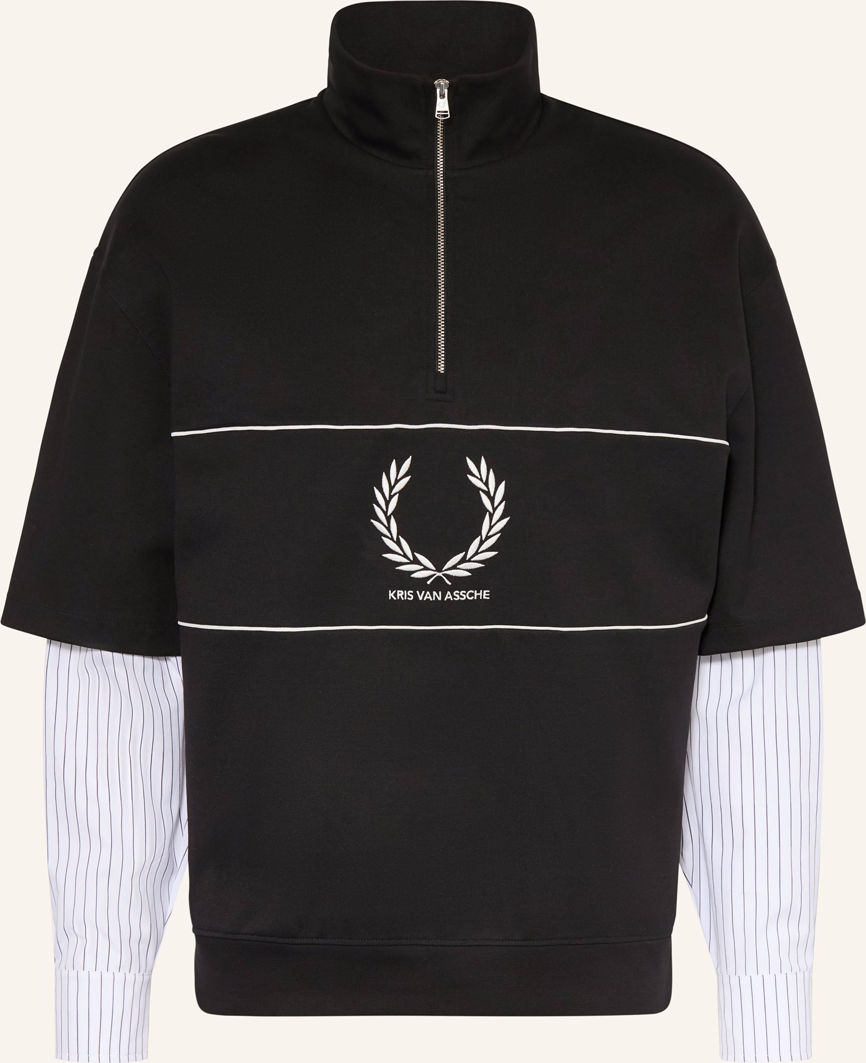 Fred Perry Sweat-Troyer Im Materialmix schwarz