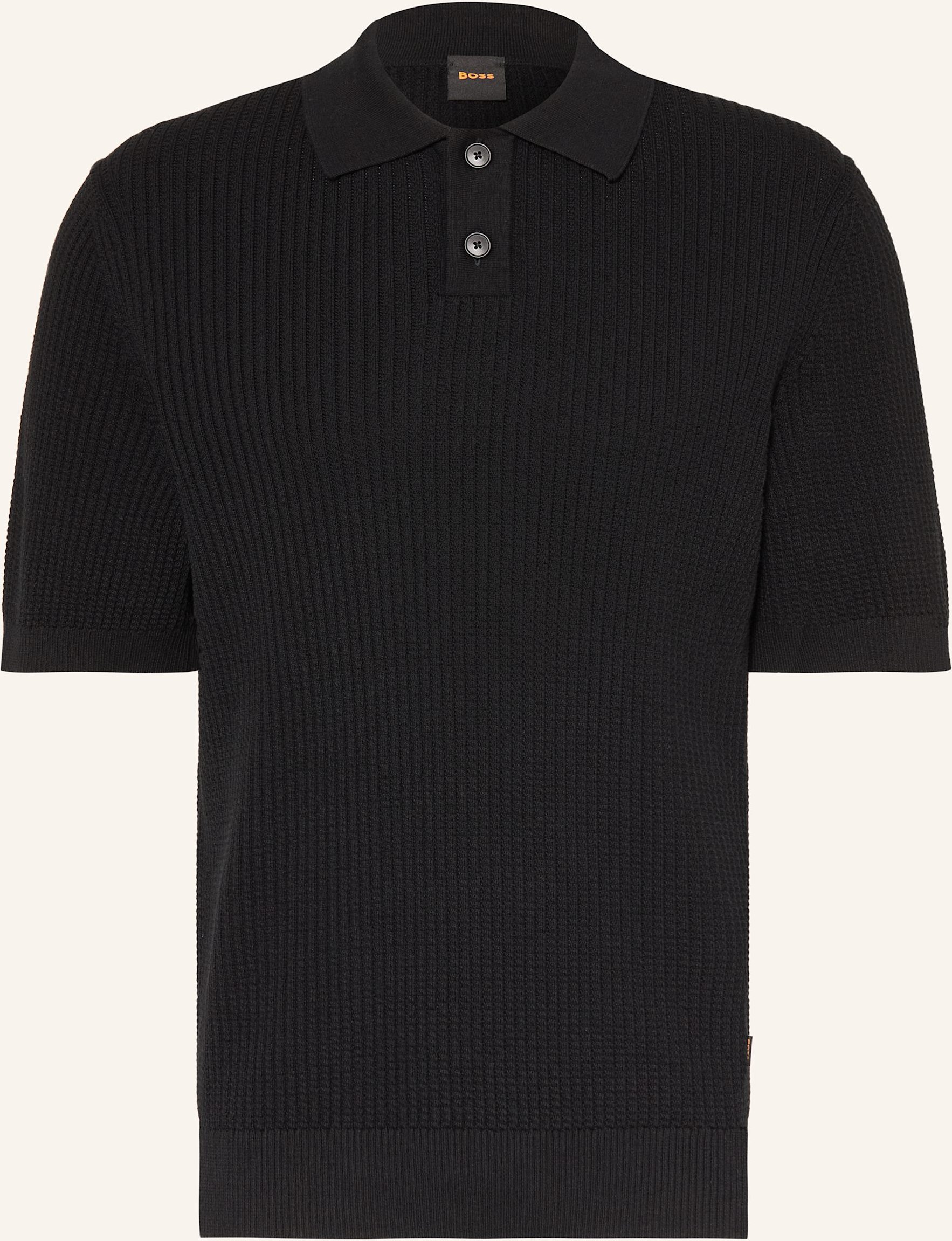 Boss Strick-Poloshirt Akoppo Regular Fit schwarz