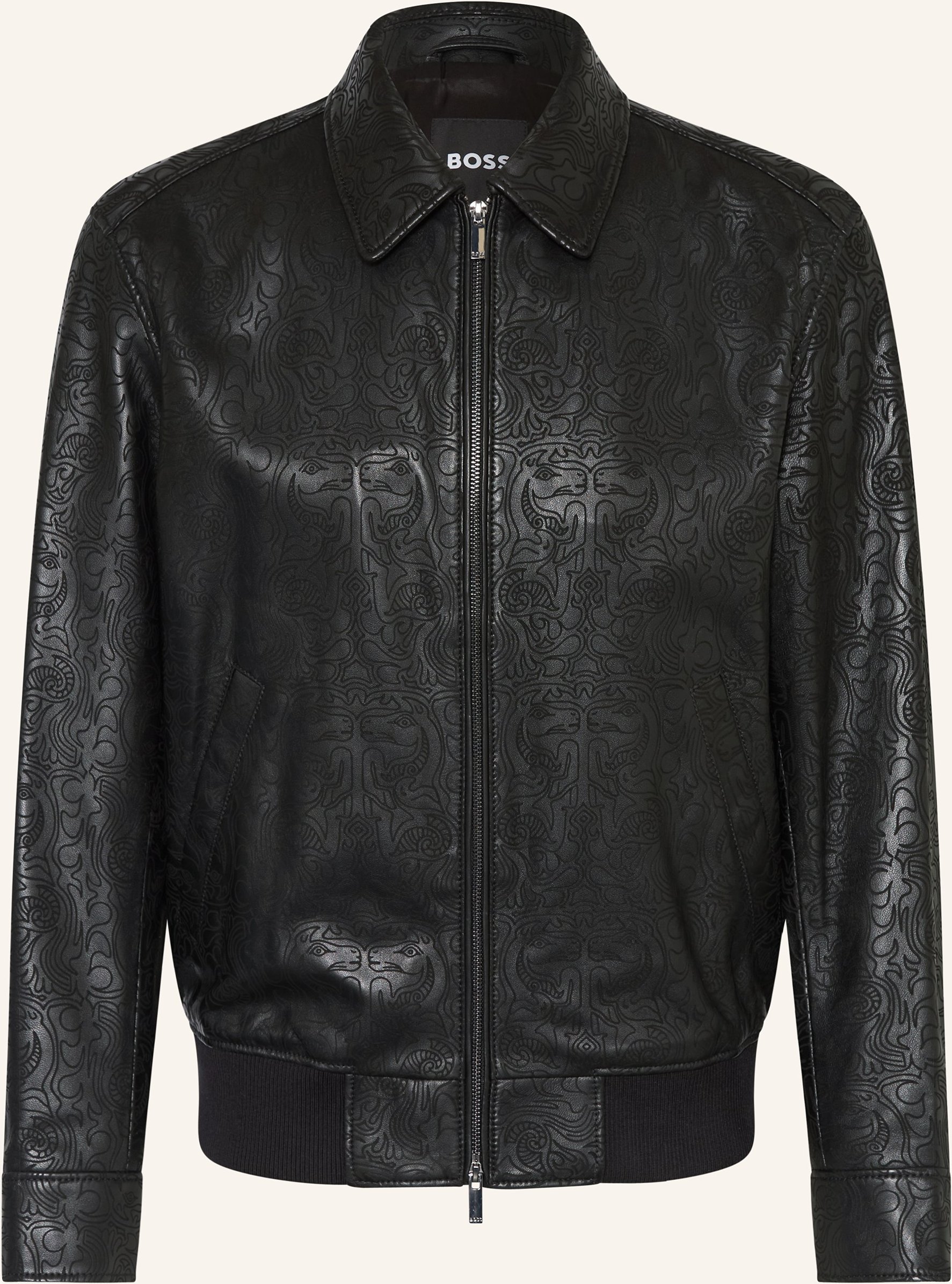 Boss Lederblouson Yuze schwarz