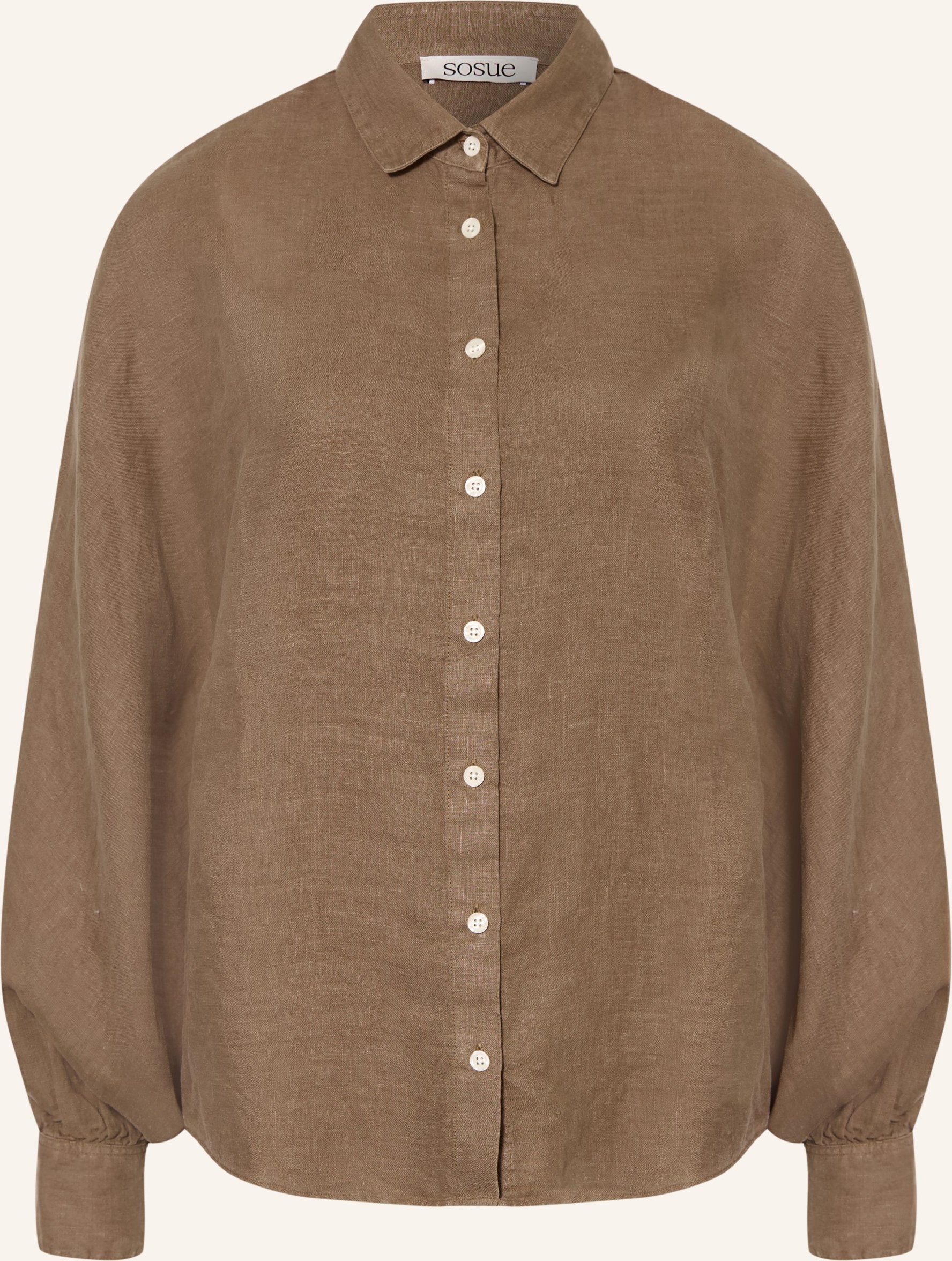 Sosue Hemdbluse Antonia Slim Aus Leinen braun