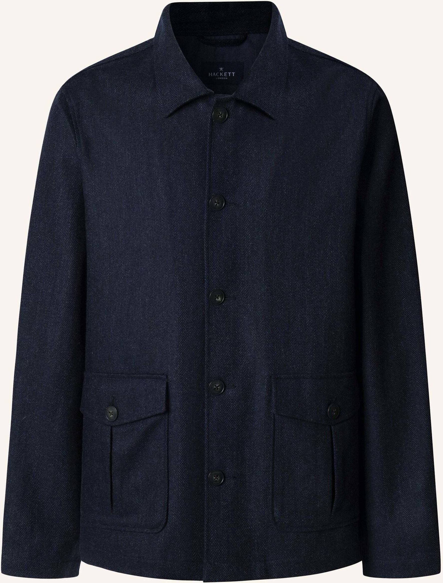 Hackett London Fieldjacket Hbone Flan Overshirt blau