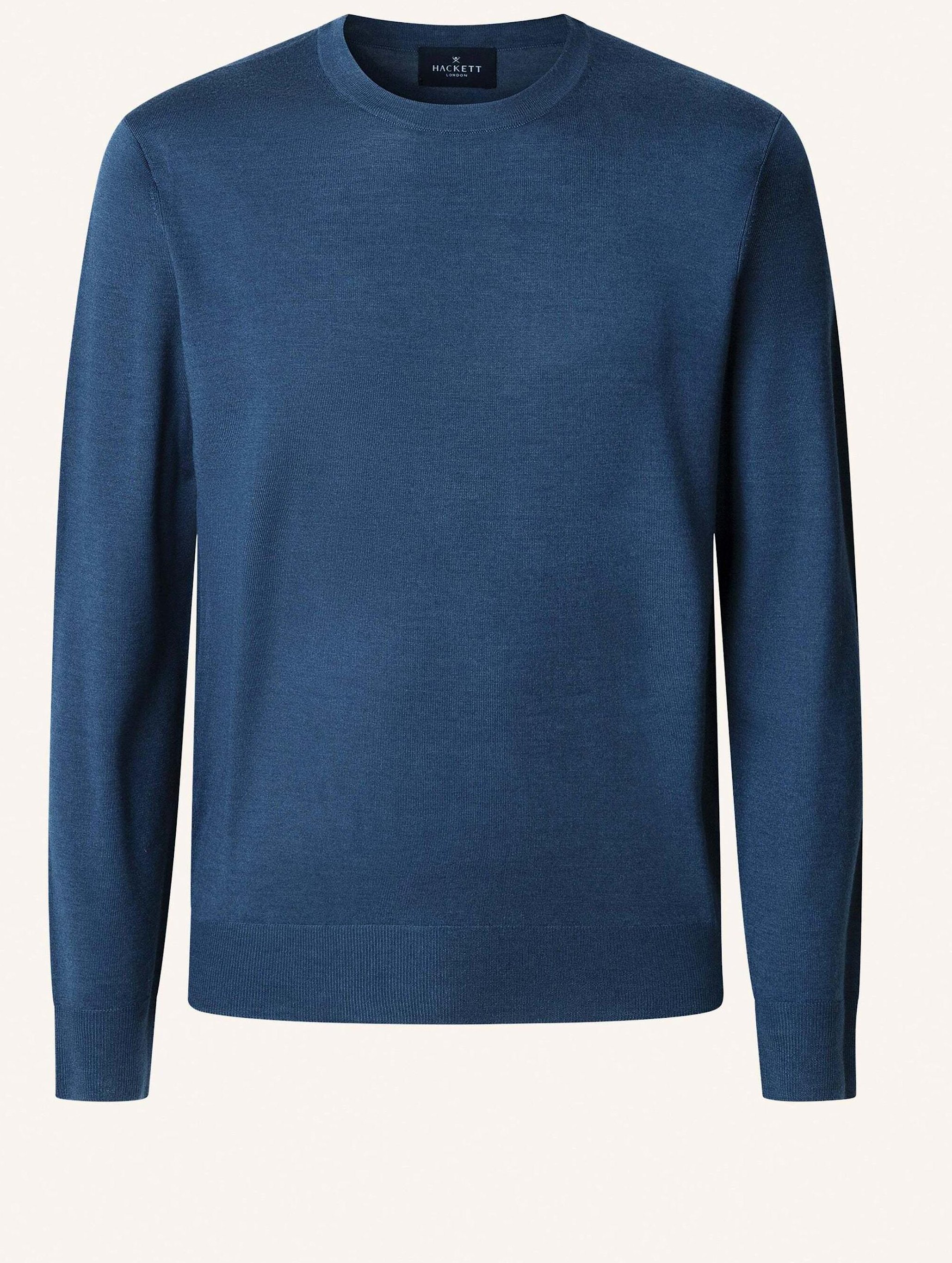 Hackett London Pullover Gmd Merino Silk Crew blau