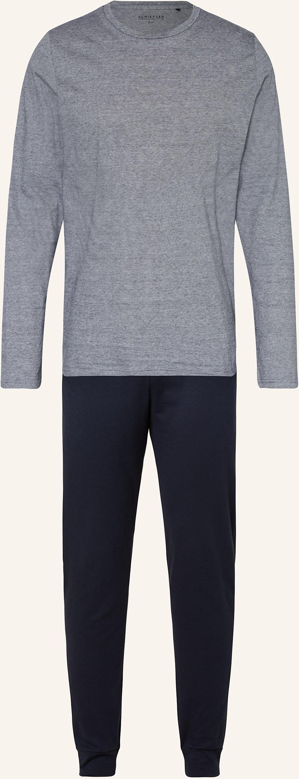 Thumbnail - Schiesser Schlafanzug Casual Essentials blau