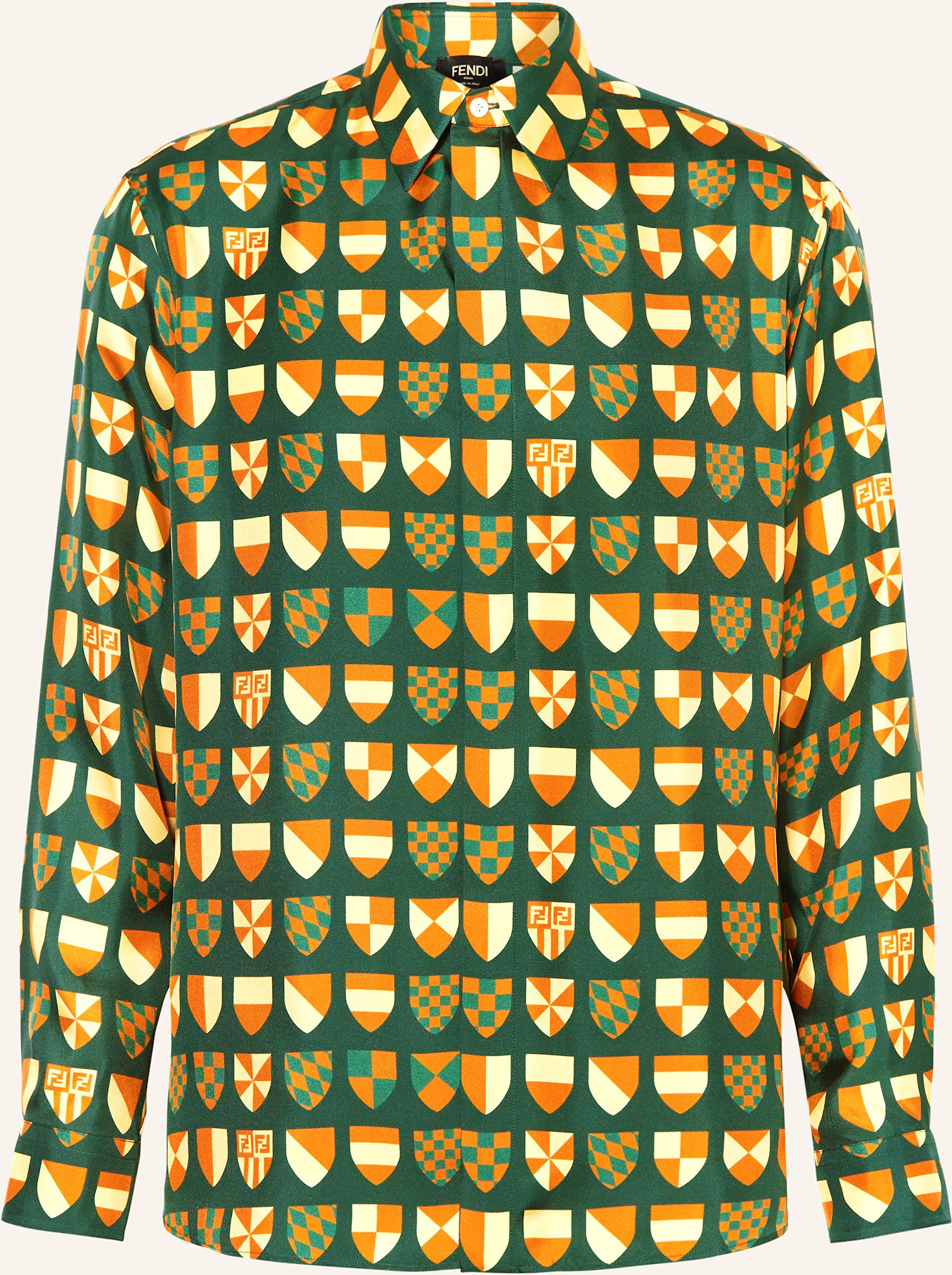 Fendi Seidenhemd Comfort Fit gruen
