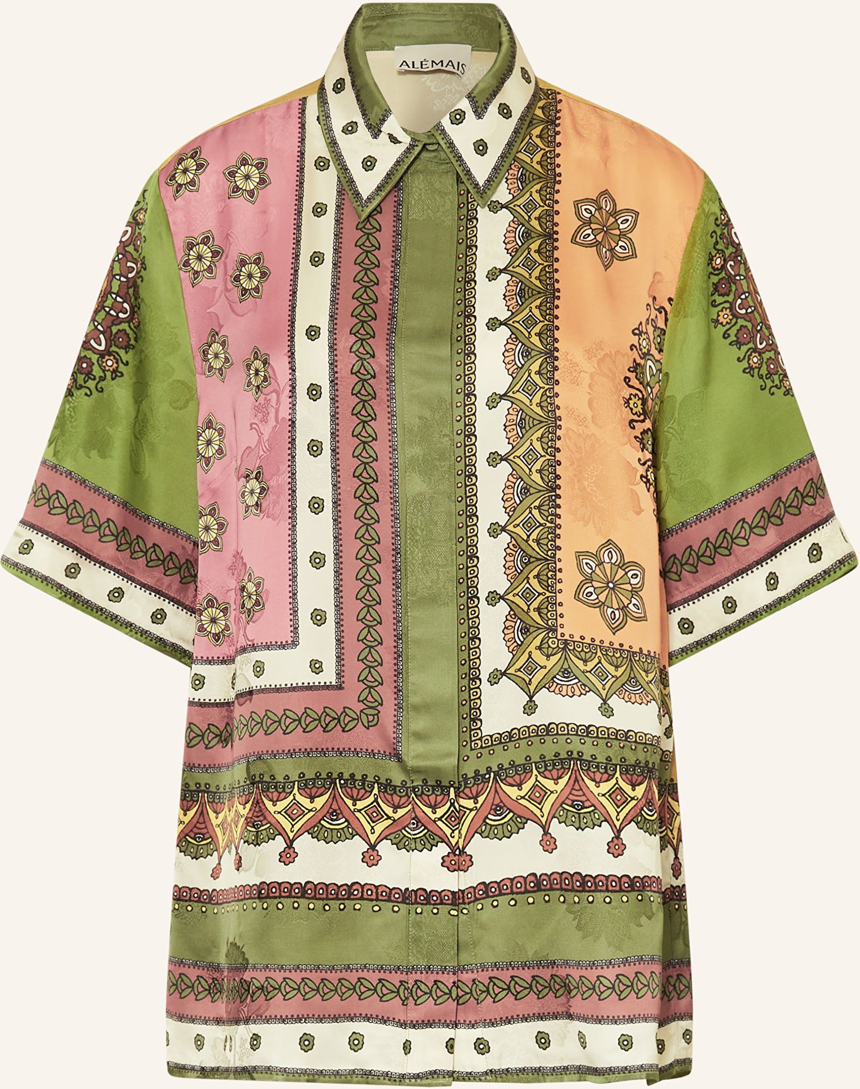 Alémais Hemdbluse Contina Aus Satin gruen