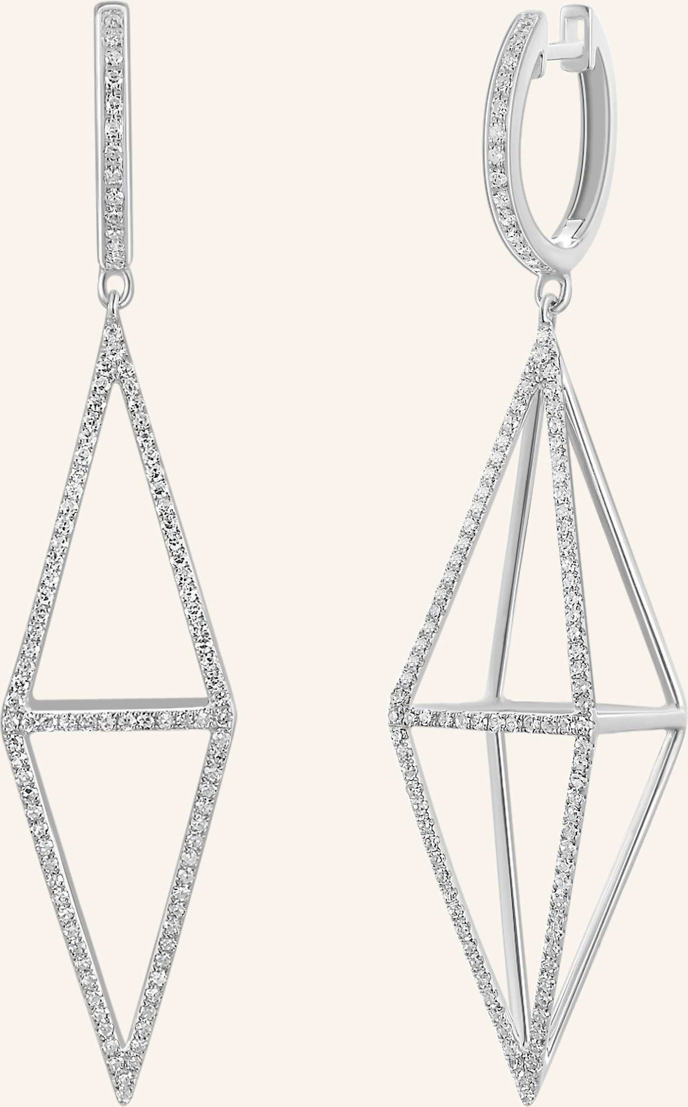Leaf Ohrhänger Trapez Mit Diamanten silber