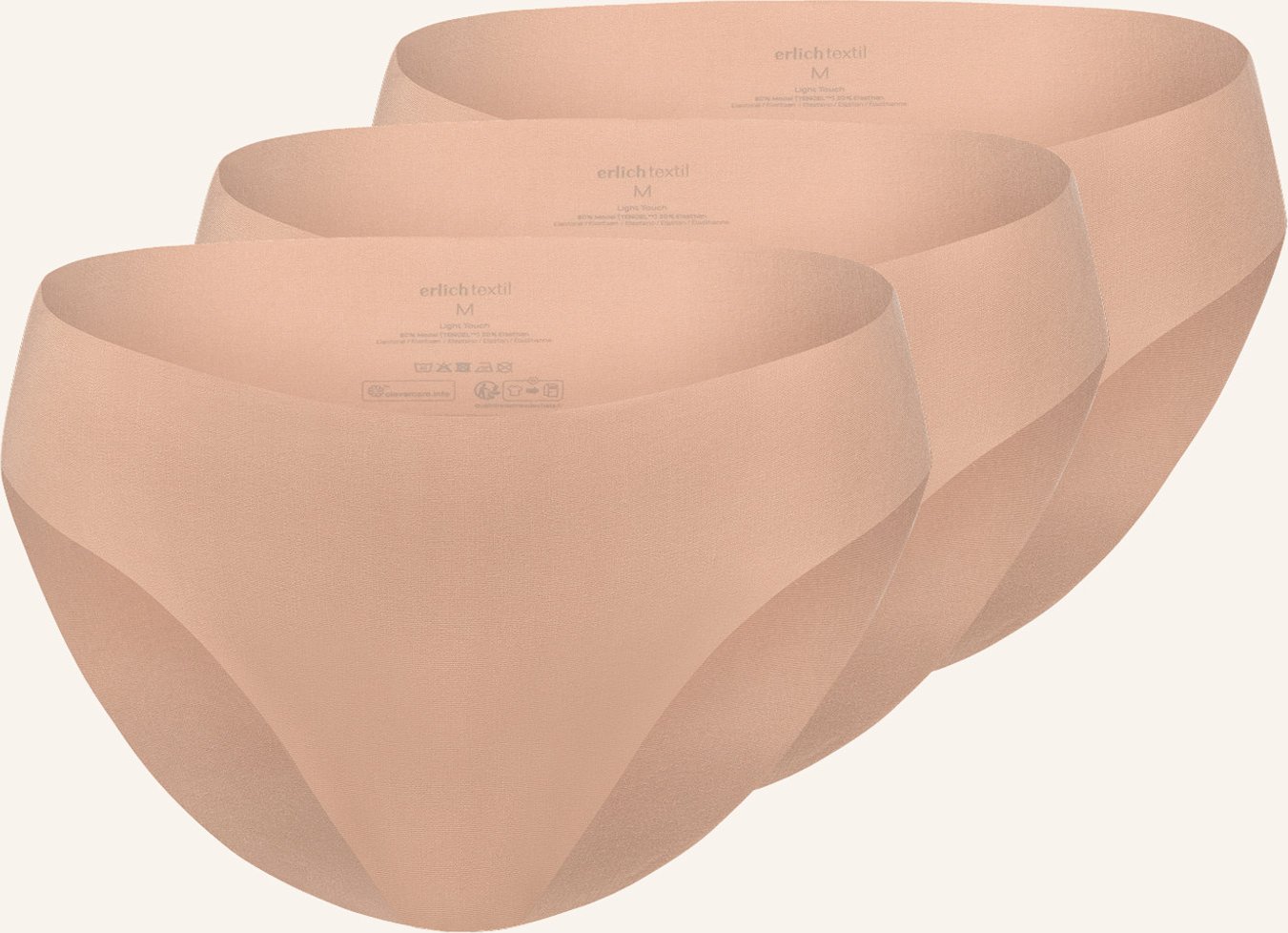 Erlich Textil 3er Pack Casual Cotton Slip Aus Bio-Baumwolle - Nahtlose Kanten braun