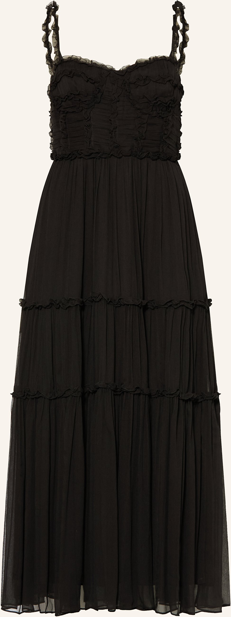 Thumbnail - Ulla Johnson Seidenkleid Talitha Mit Rüschen schwarz
