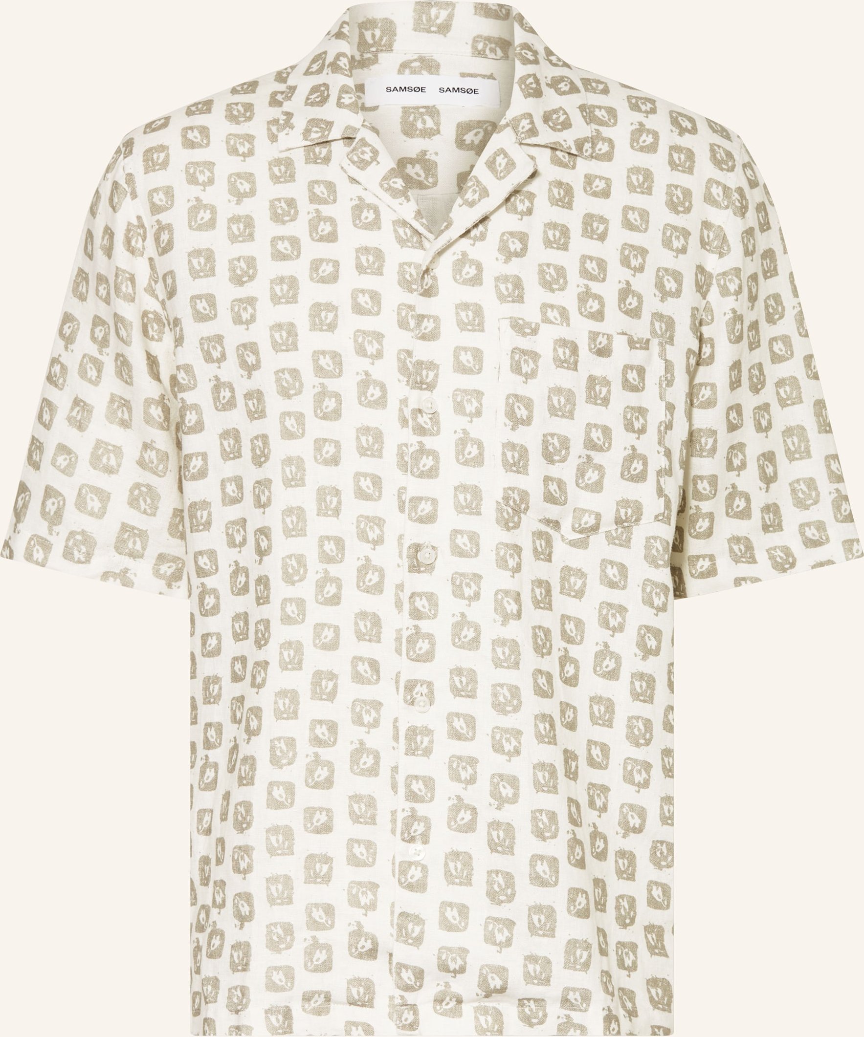 Samsøe Samsøe Resorthemd Oscar Comfort Fit Aus Leinen beige
