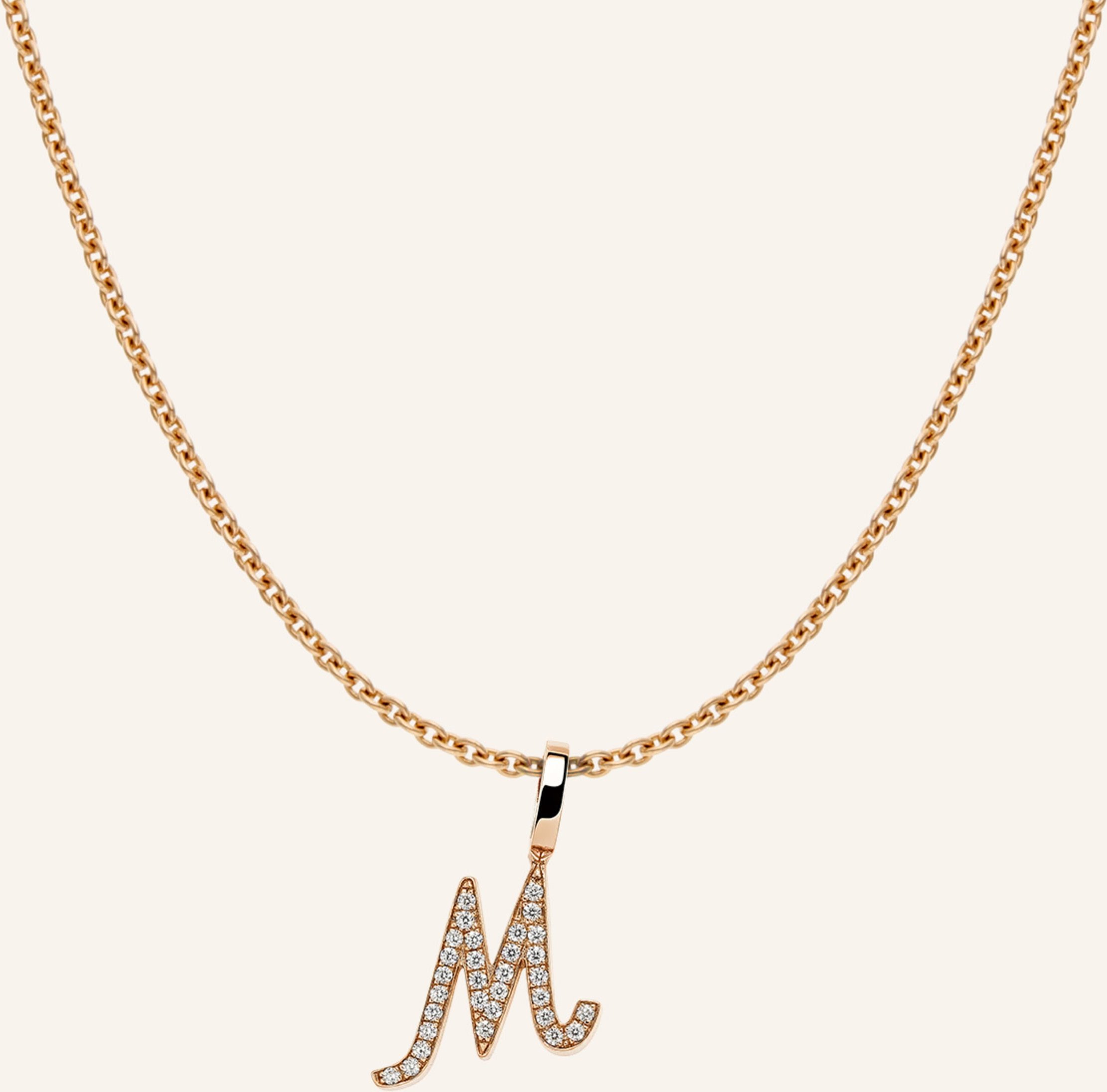Cada Kette Tiny Diamond Letter M rosegold