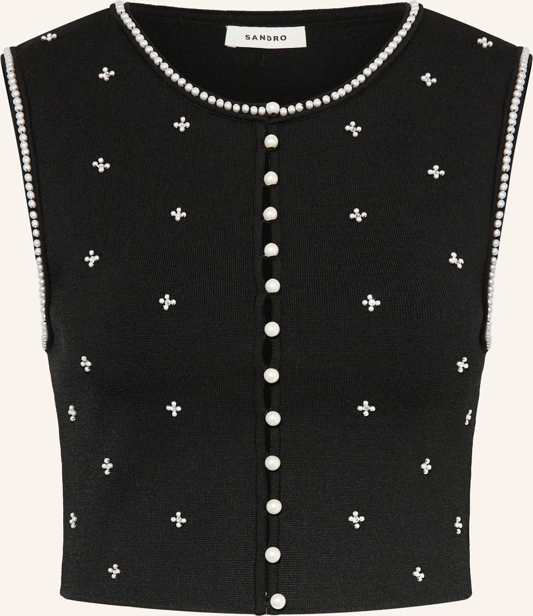 Sandro Strickweste Mit Schmuckperlen schwarz