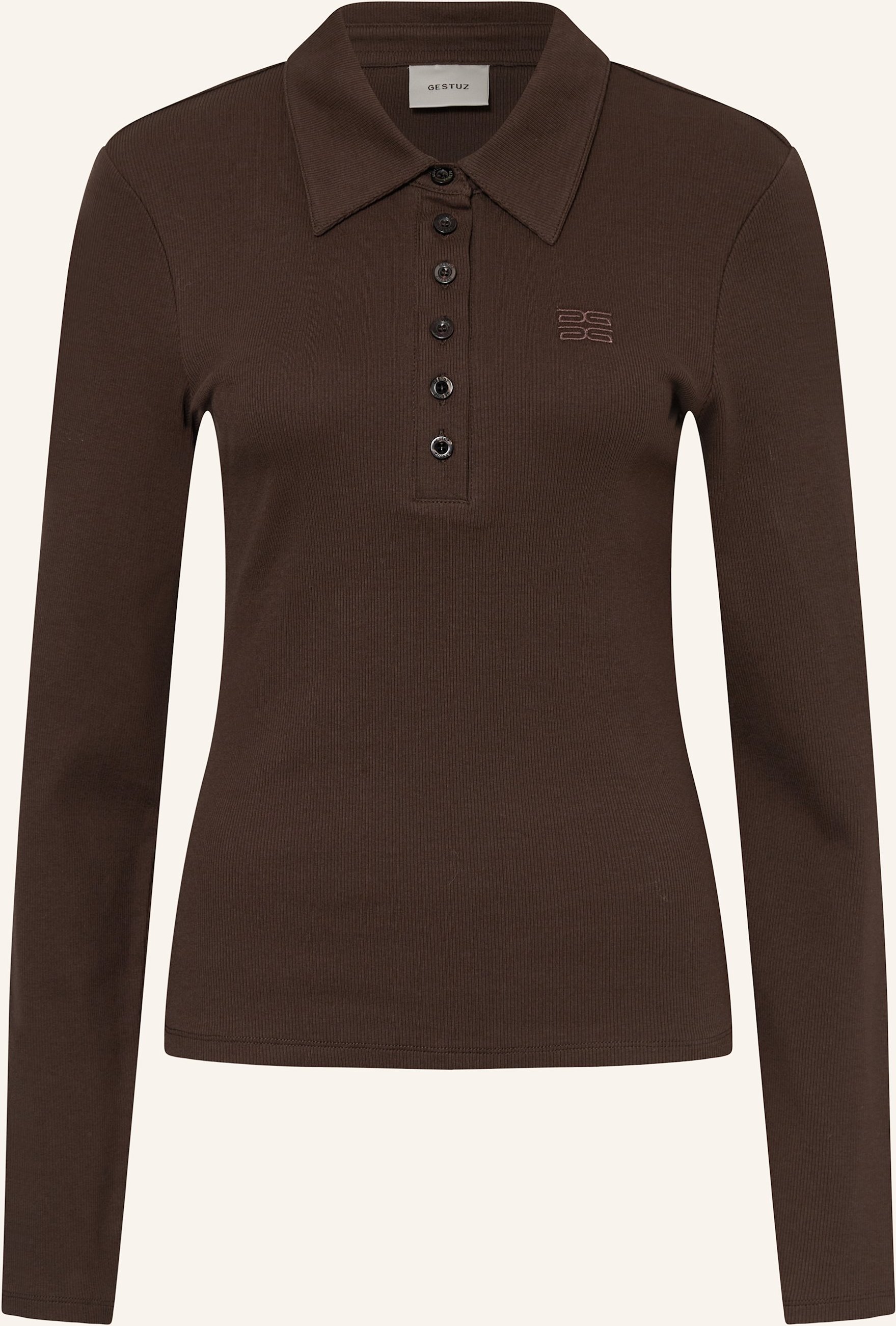 Gestuz Strick-Poloshirt Drewgz braun