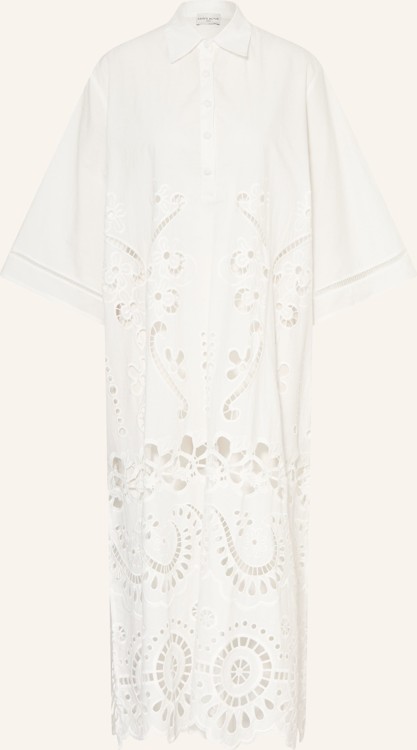 Miss June Hemdblusenkleid Adria Mit Lochspitze Und 3/4-Arm weiss