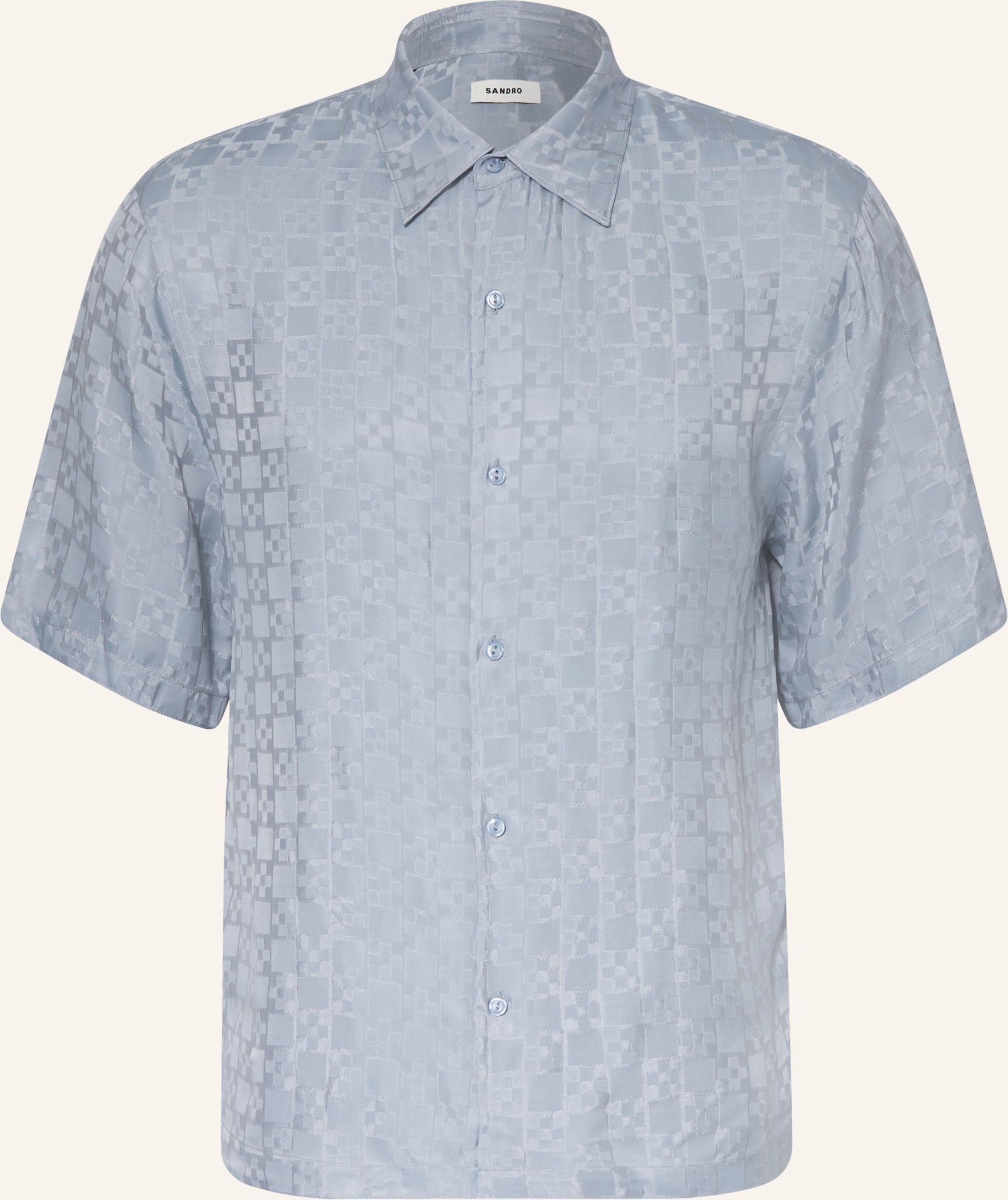 Sandro Kurzarm-Hemd Regular Fit Aus Jacquard blau