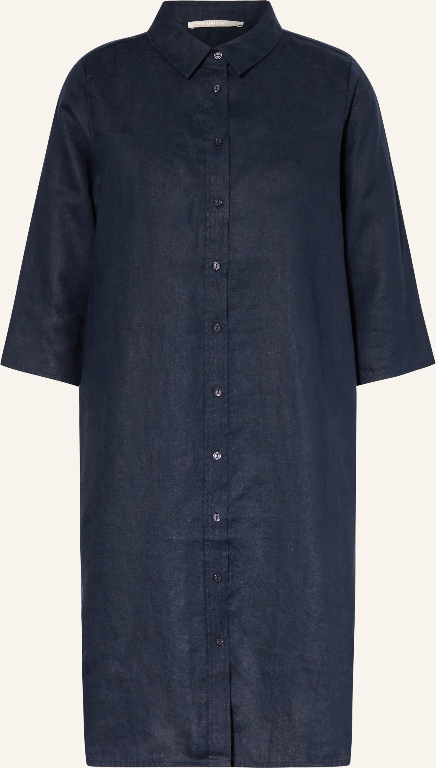 (The Mercer) N.Y. Hemdblusenkleid Aus Leinen Mit 3/4-Arm blau