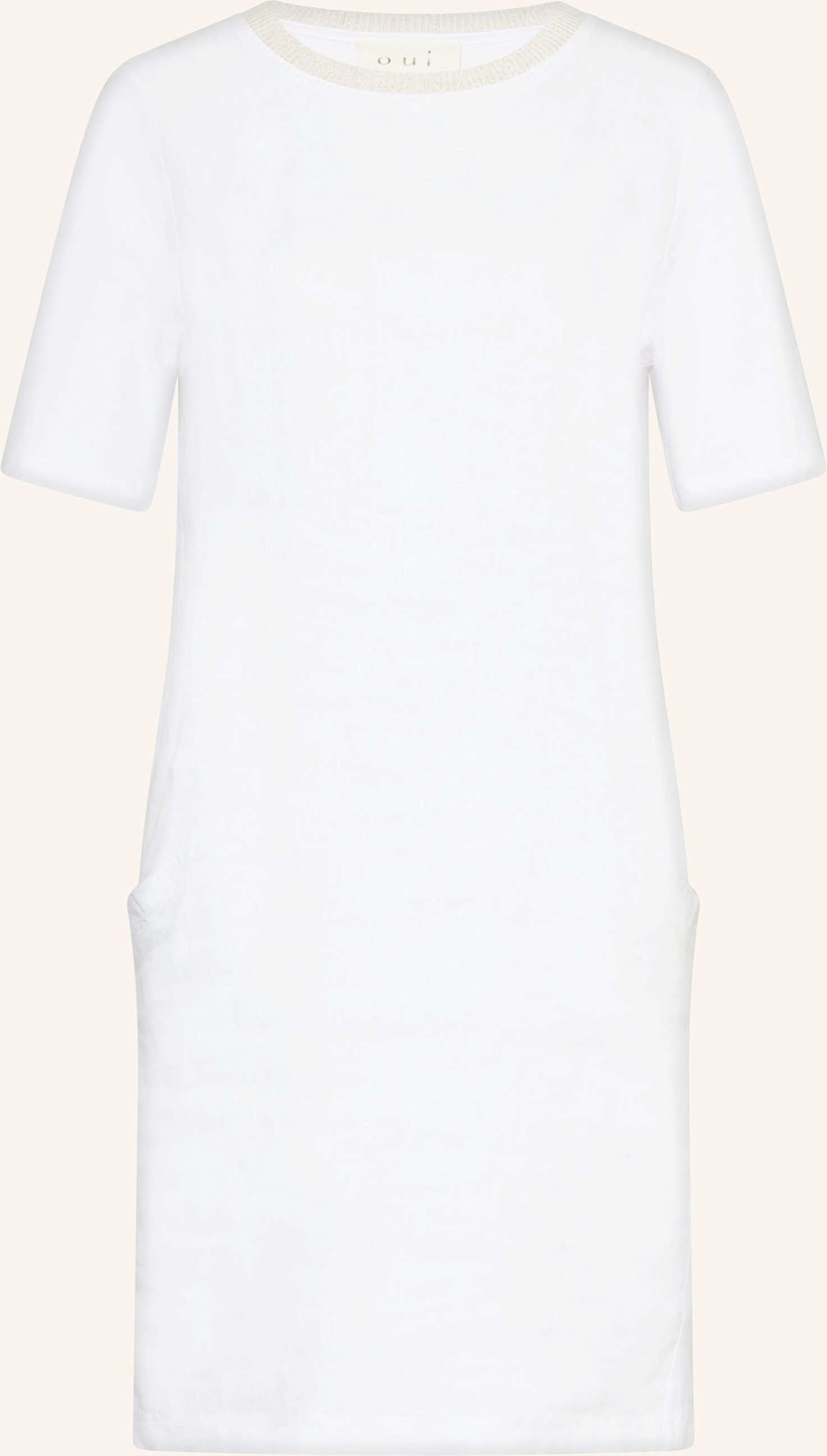 Thumbnail - Oui Kleid Im Materialmix Mit Leinen weiss