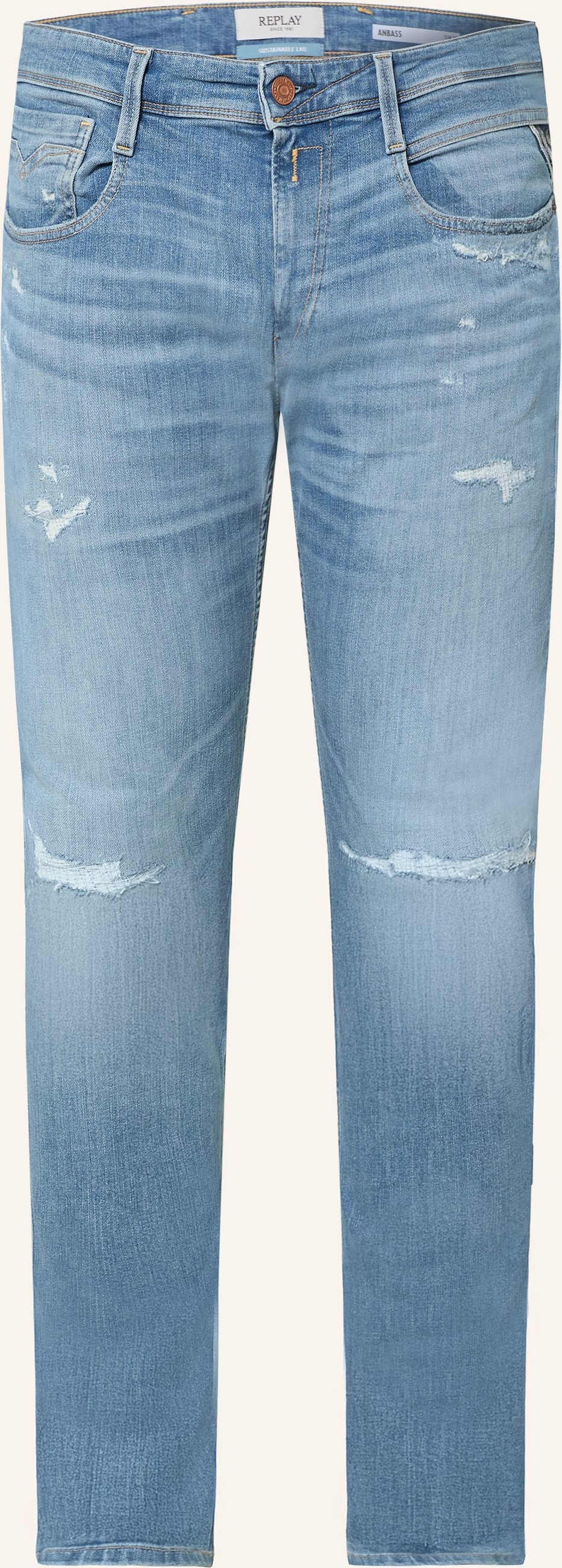 Replay Destroyed Jeans Anbass Slim Fit blau