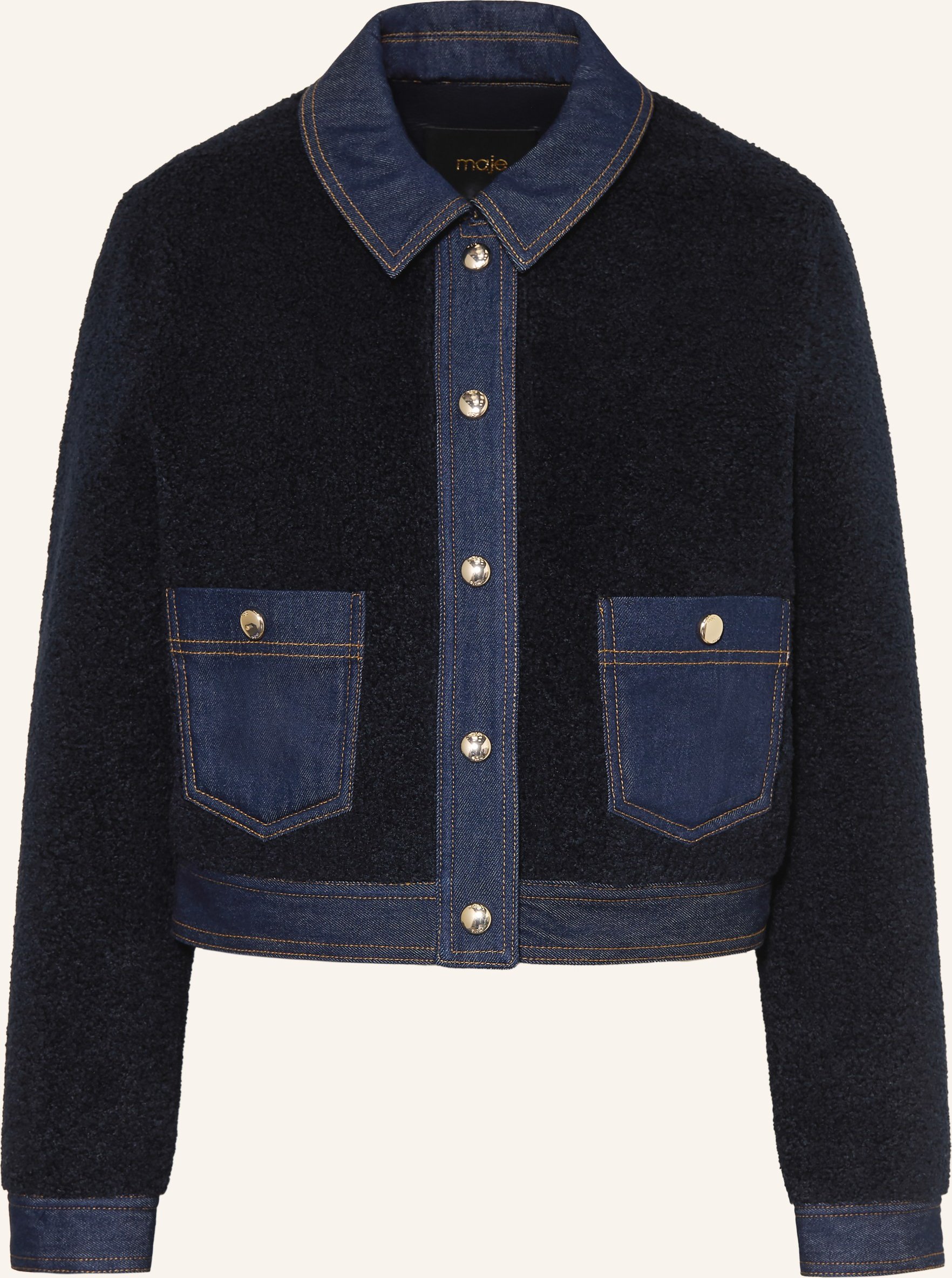 Maje Kunstfell-Jacke Im Materialmix blau