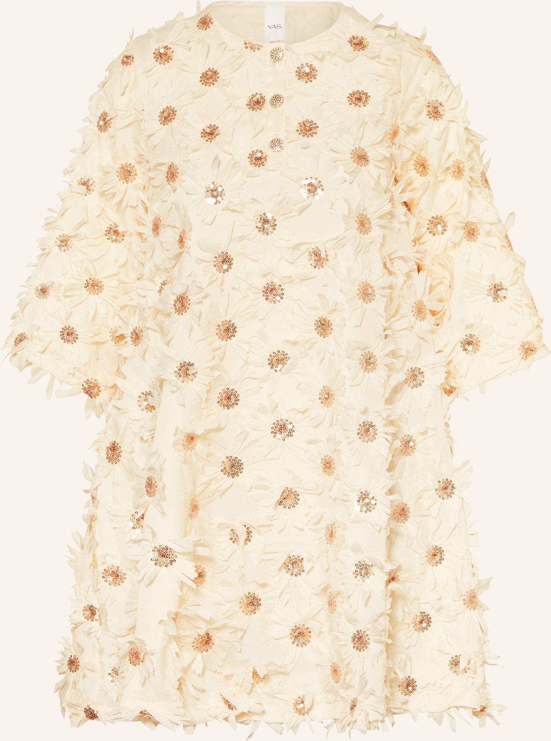 Thumbnail - Y.A.S. Kleid Mit Pailletten Und 3/4-Arm gelb