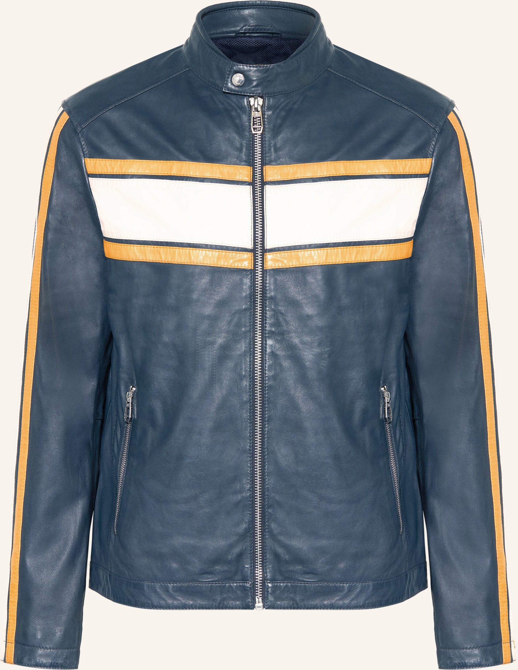 Milestone Lederjacke Mslambert blau
