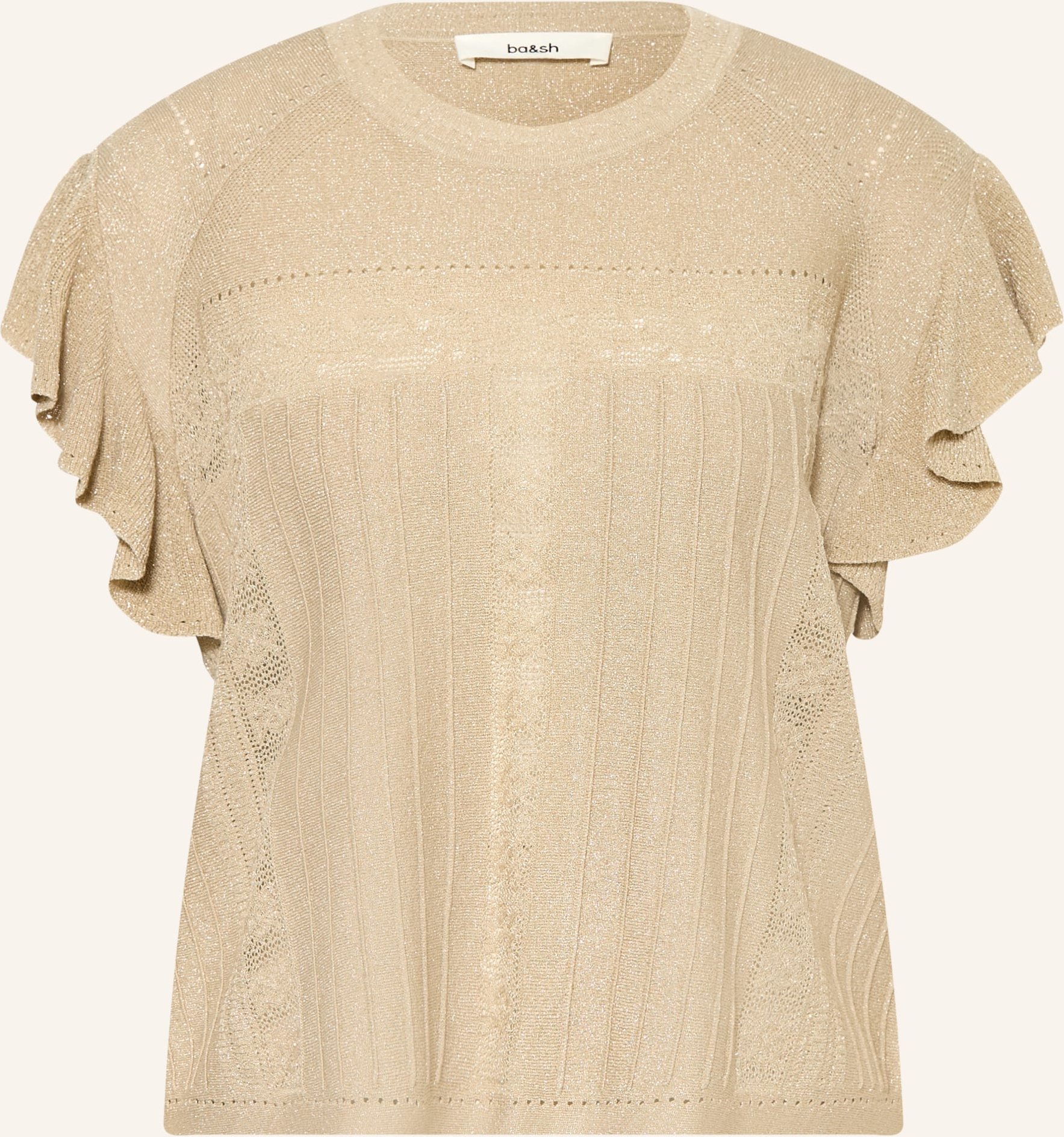Ba&Sh Strickshirt Mit Glitzergarn Und Volants beige