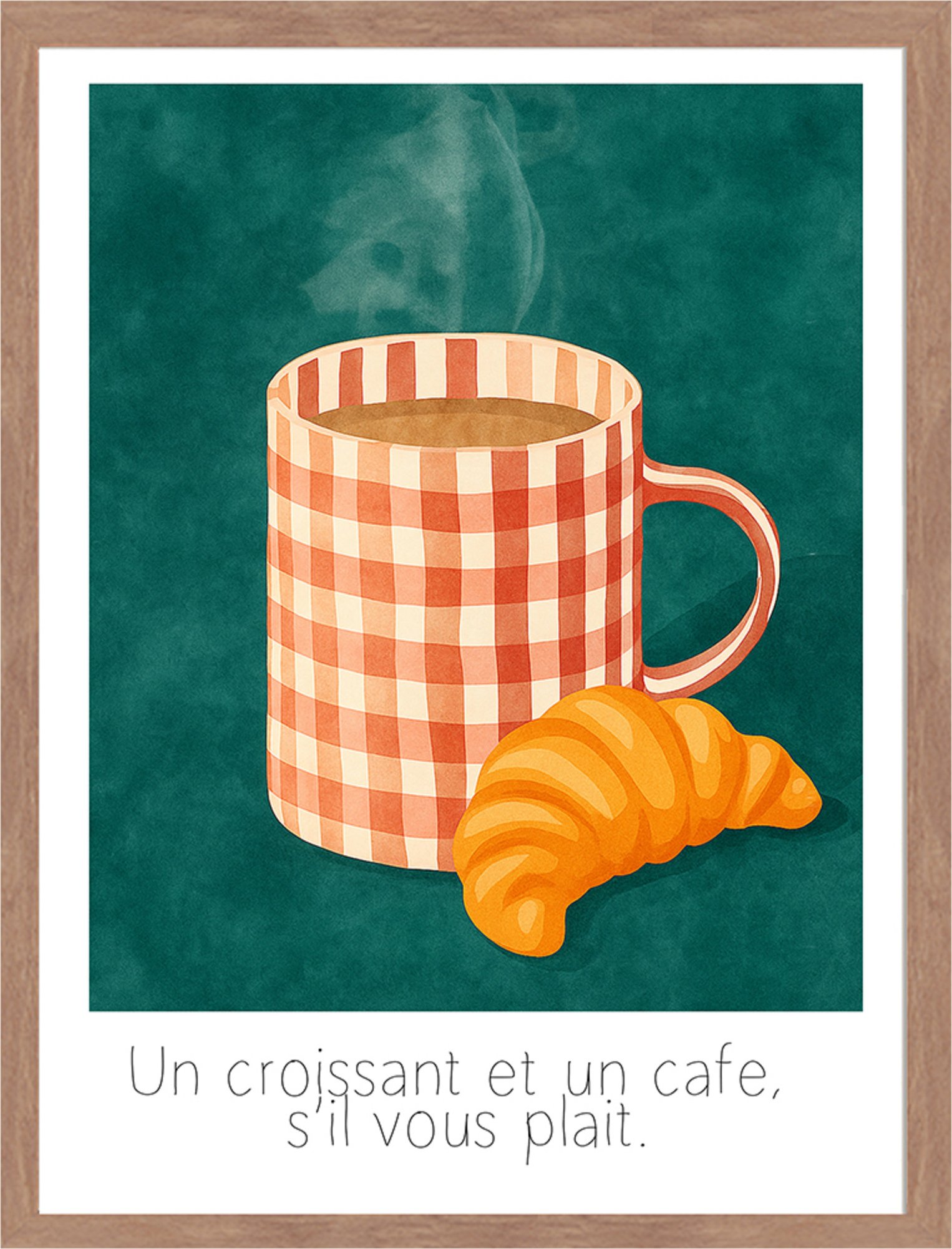 Liv Corday Wandbild Croissant & Café Mit Rahmen braun