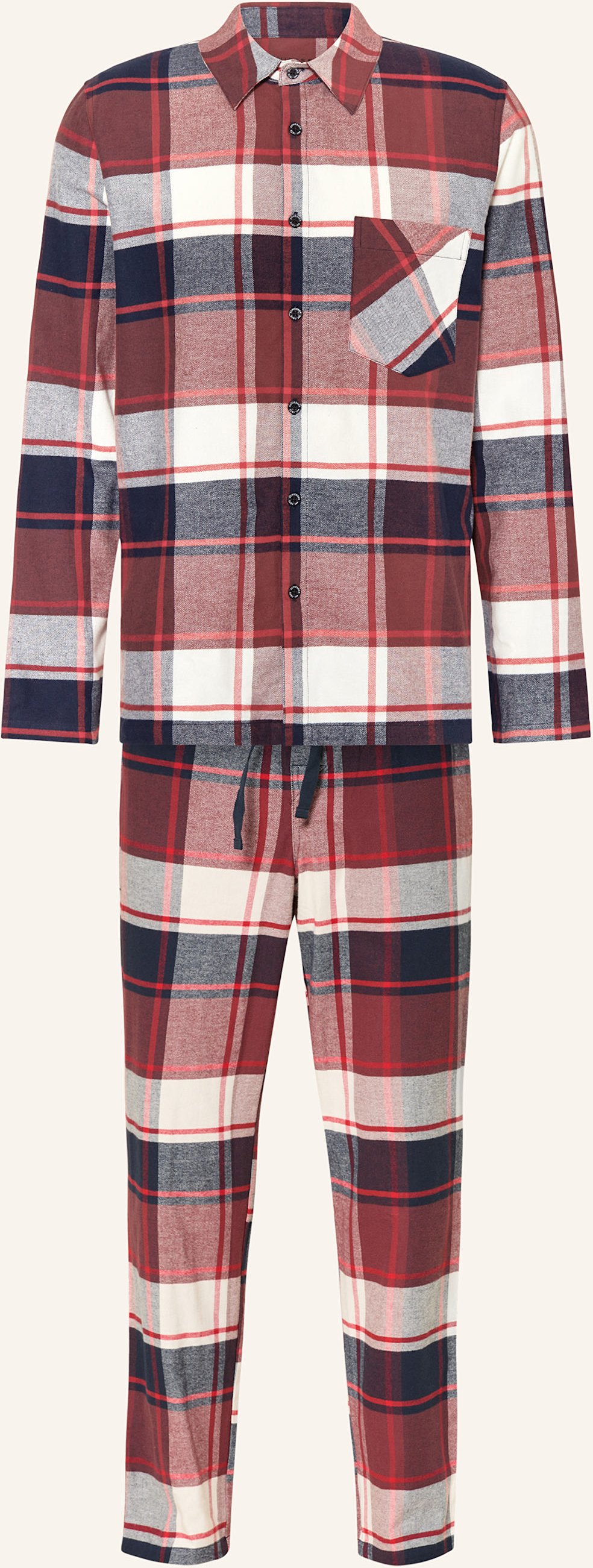 Schiesser Schlafanzug Selected Premium Warming Aus Flanell rot