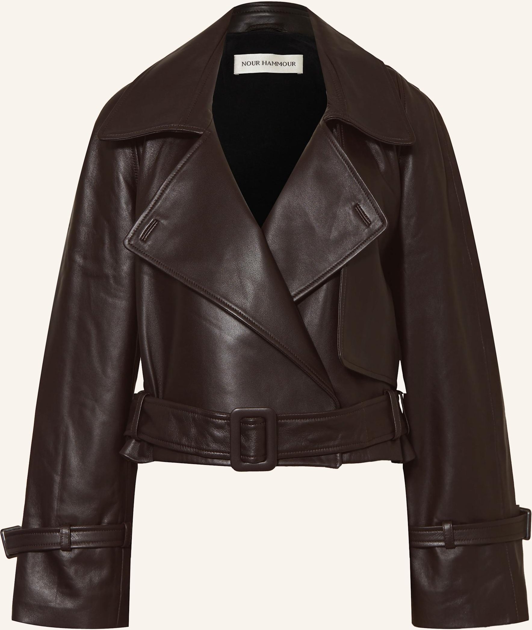Nour Hammour Lederjacke Hatti braun