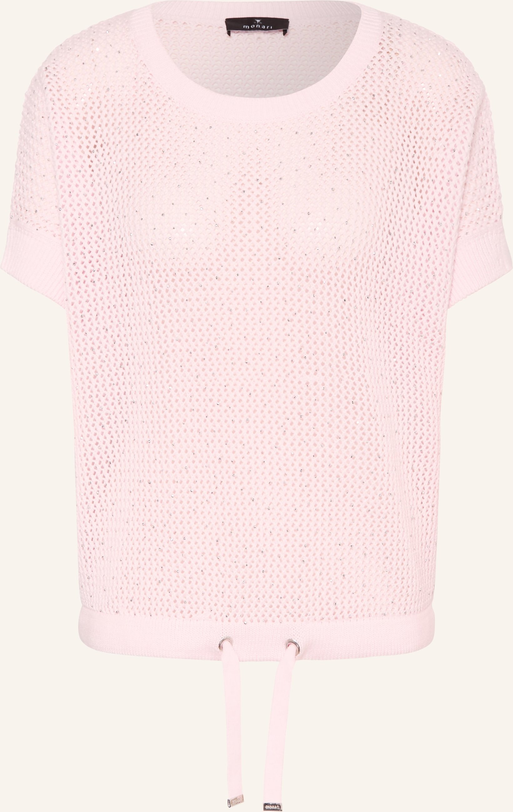 Monari Strickshirt Mit Schmucksteinen rosa