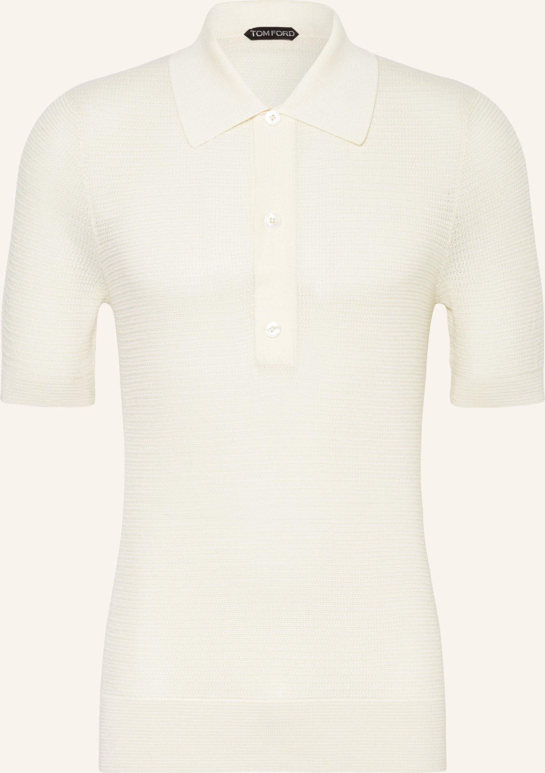Tom Ford Strick-Poloshirt Mit Seide weiss