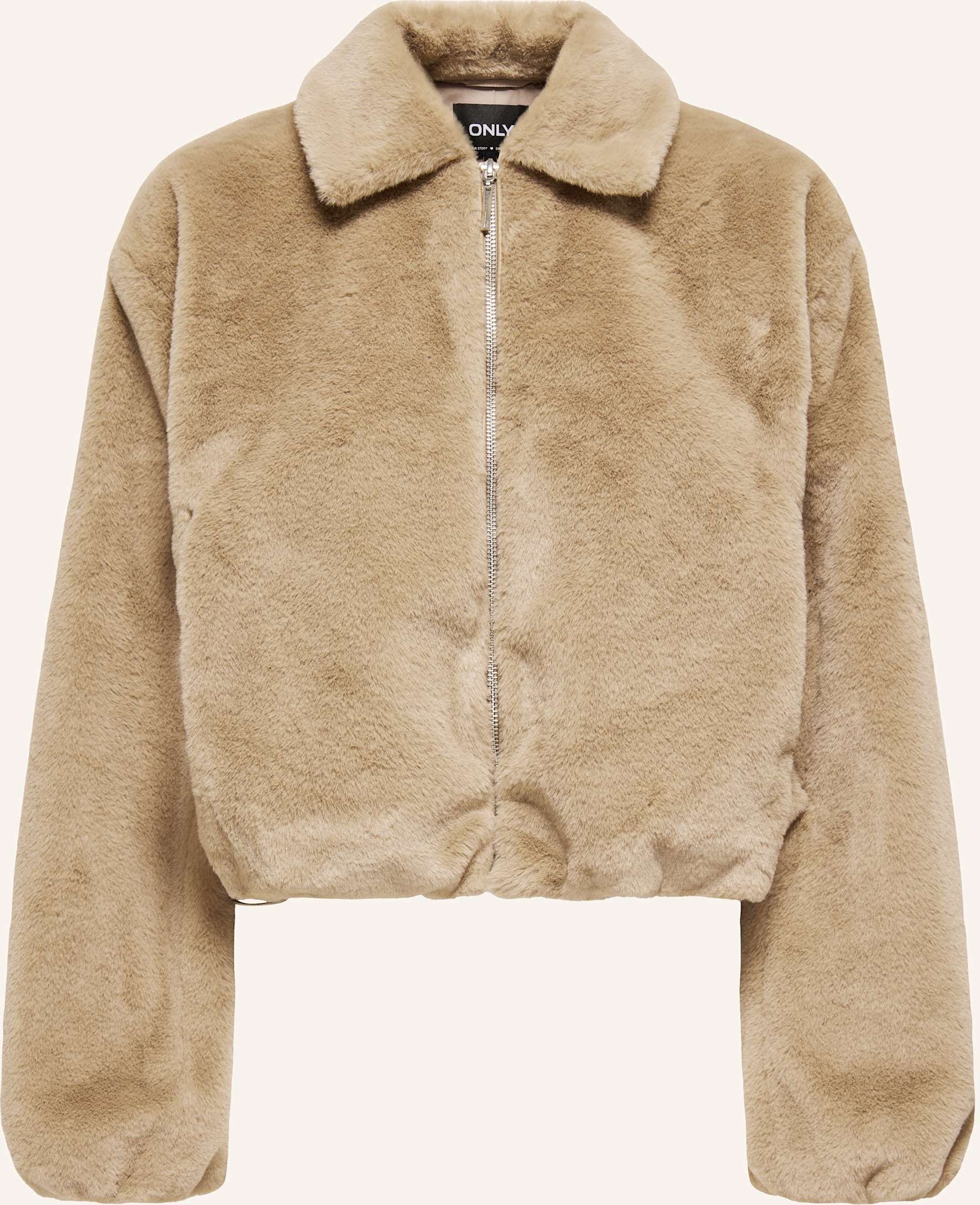 Only Kunstpelz-Jacke beige