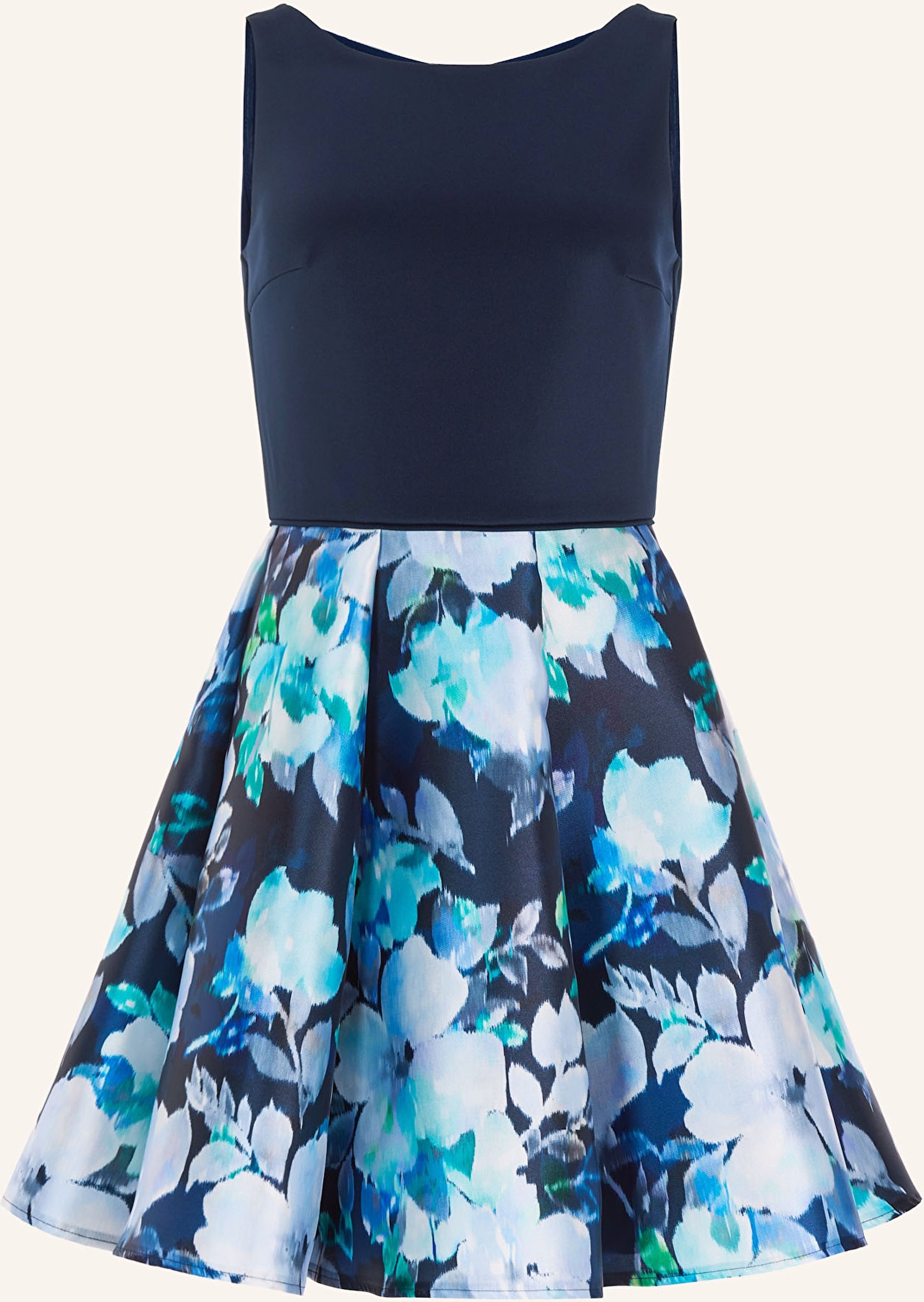 Thumbnail - Swing Cocktailkleid Im Materialmix blau