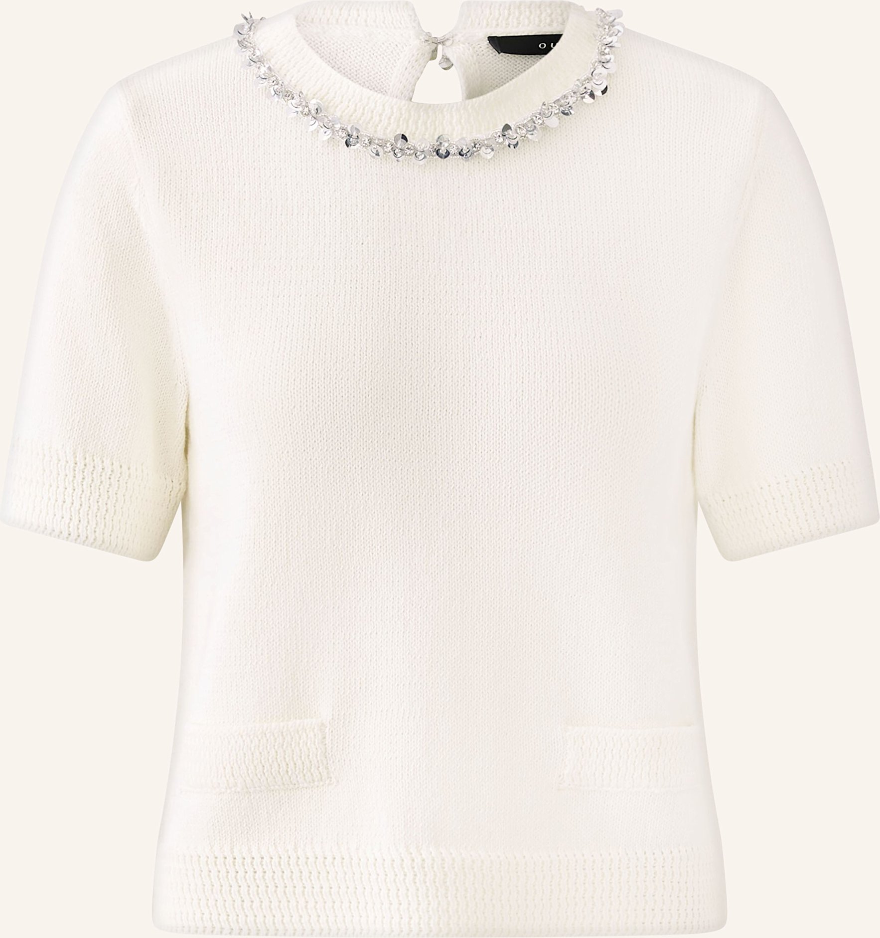Oui Strickshirt Mit Schmucksteinen weiss